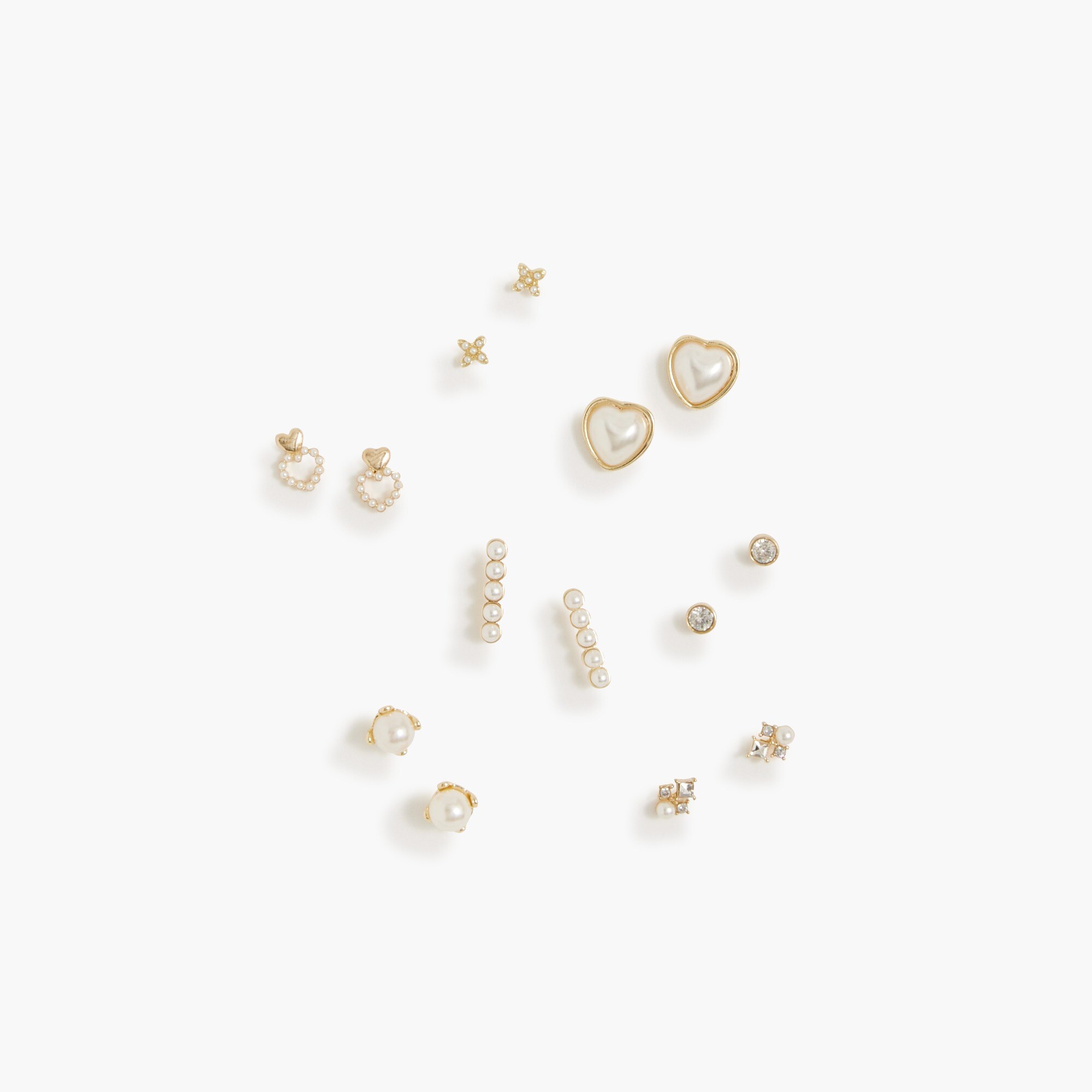 pearl pav&eacute; studs set-of-six for women
