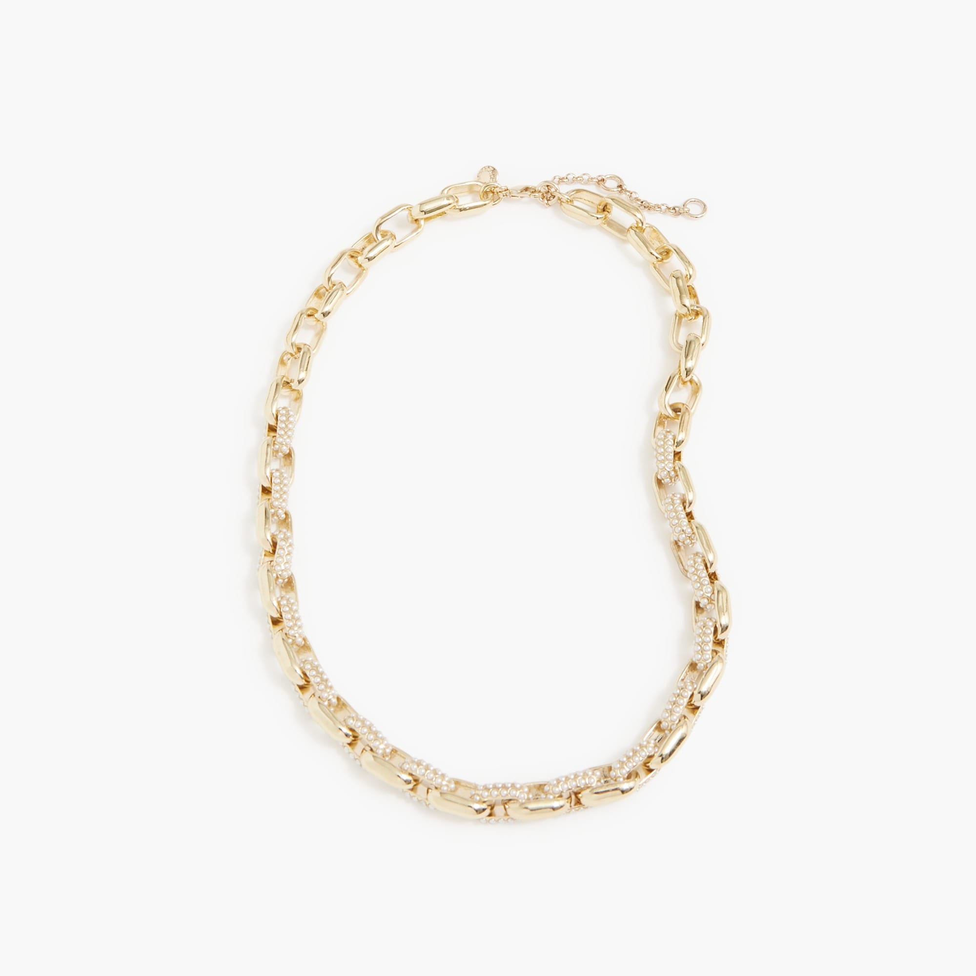 Pearl pavé chain statement necklace