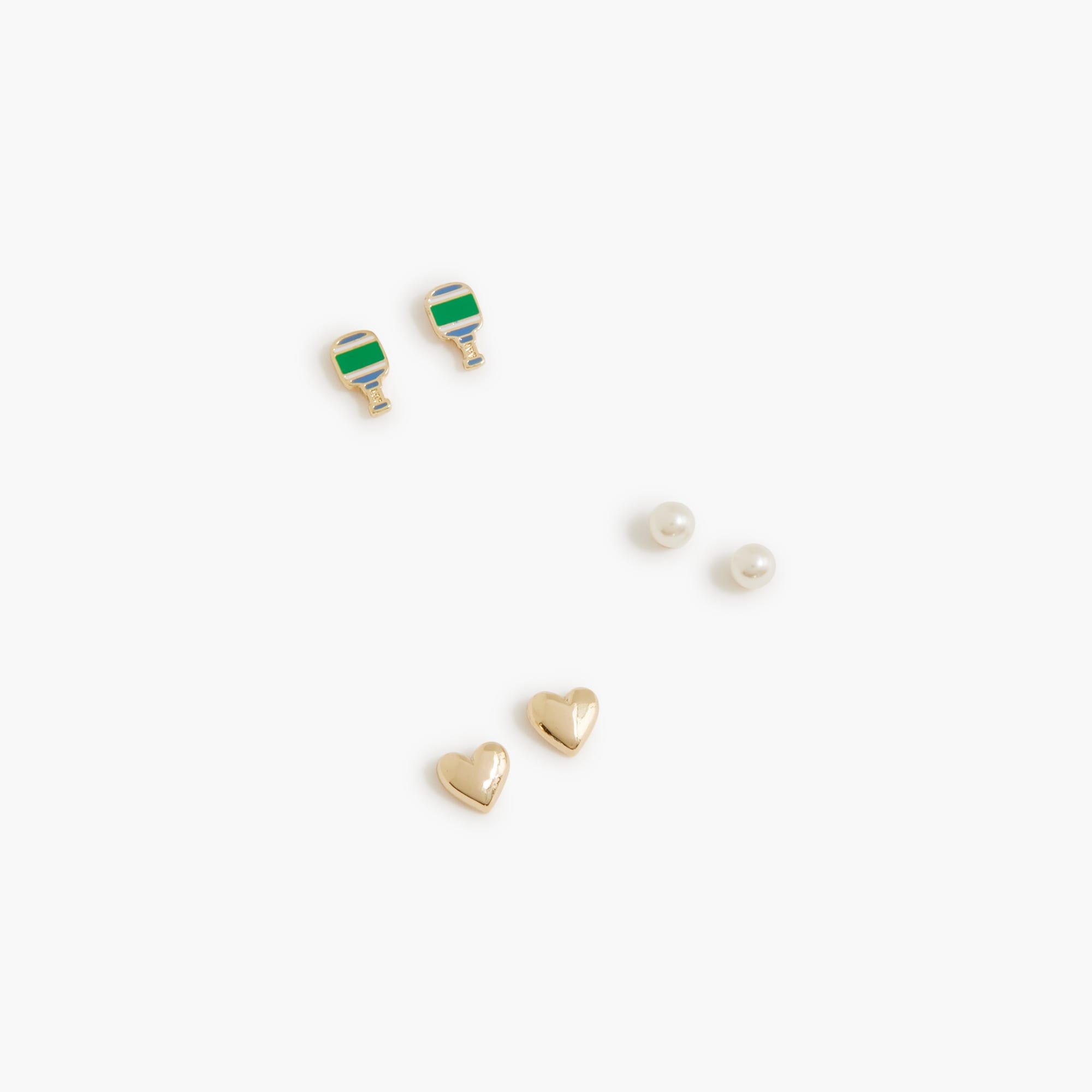 Pickleball stud earrings set-of-three