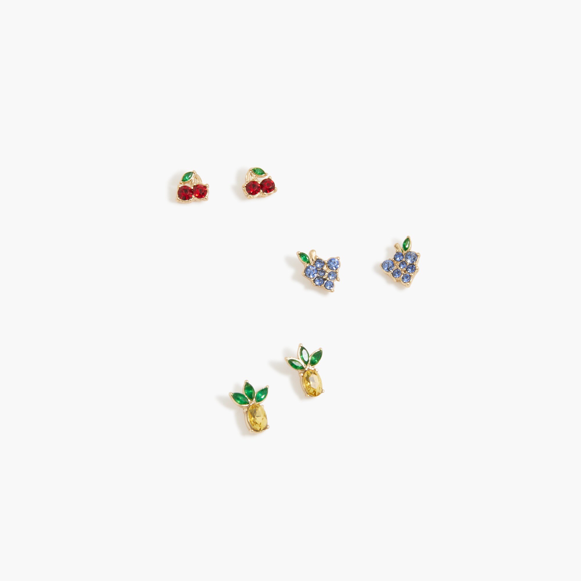 factory: crystal fruit studs set-of-three for women
