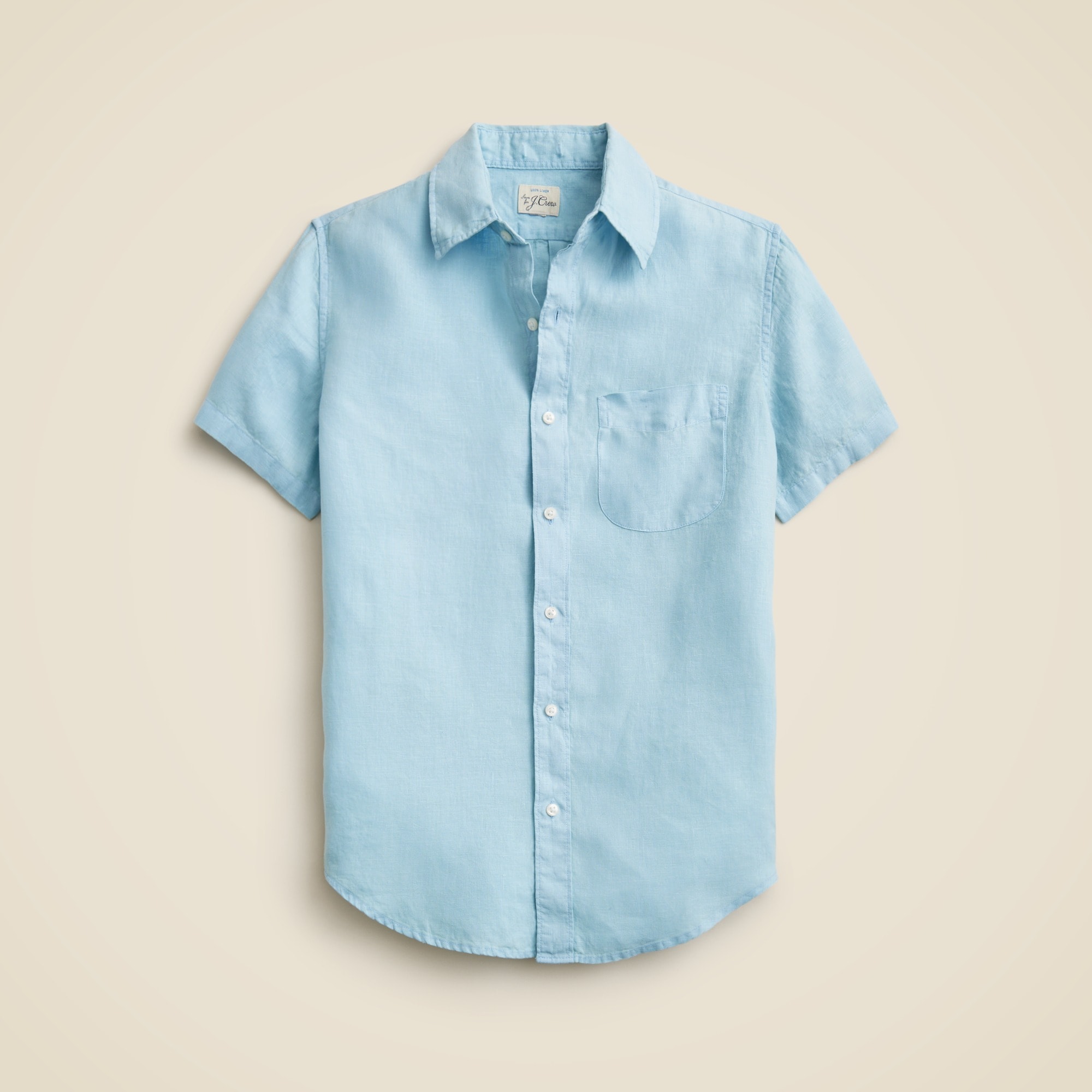 mens Short-sleeve washed linen shirt