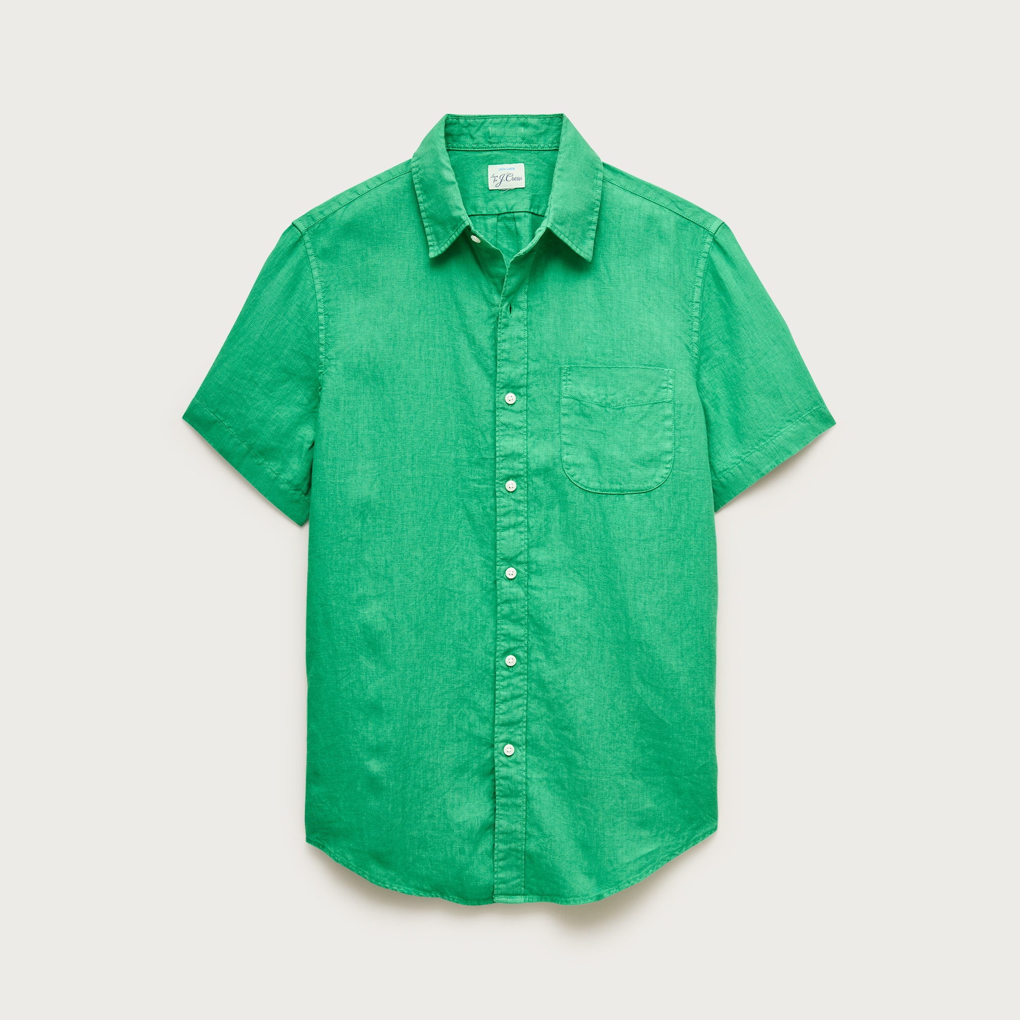Short-sleeve washed linen shirt