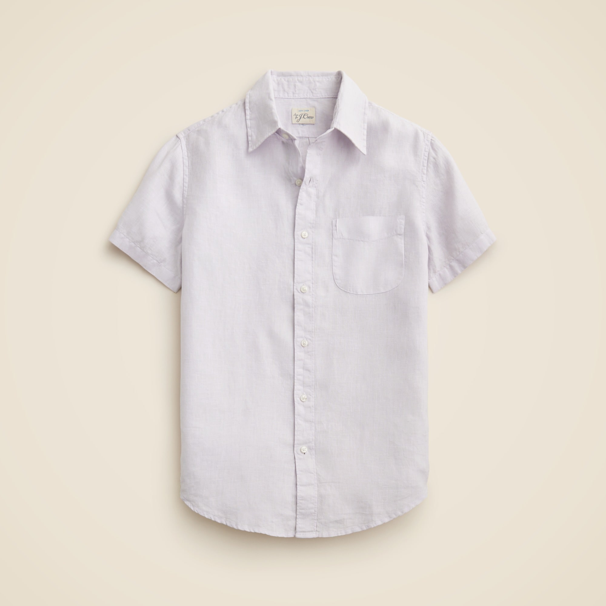  Tall short-sleeve washed linen shirt