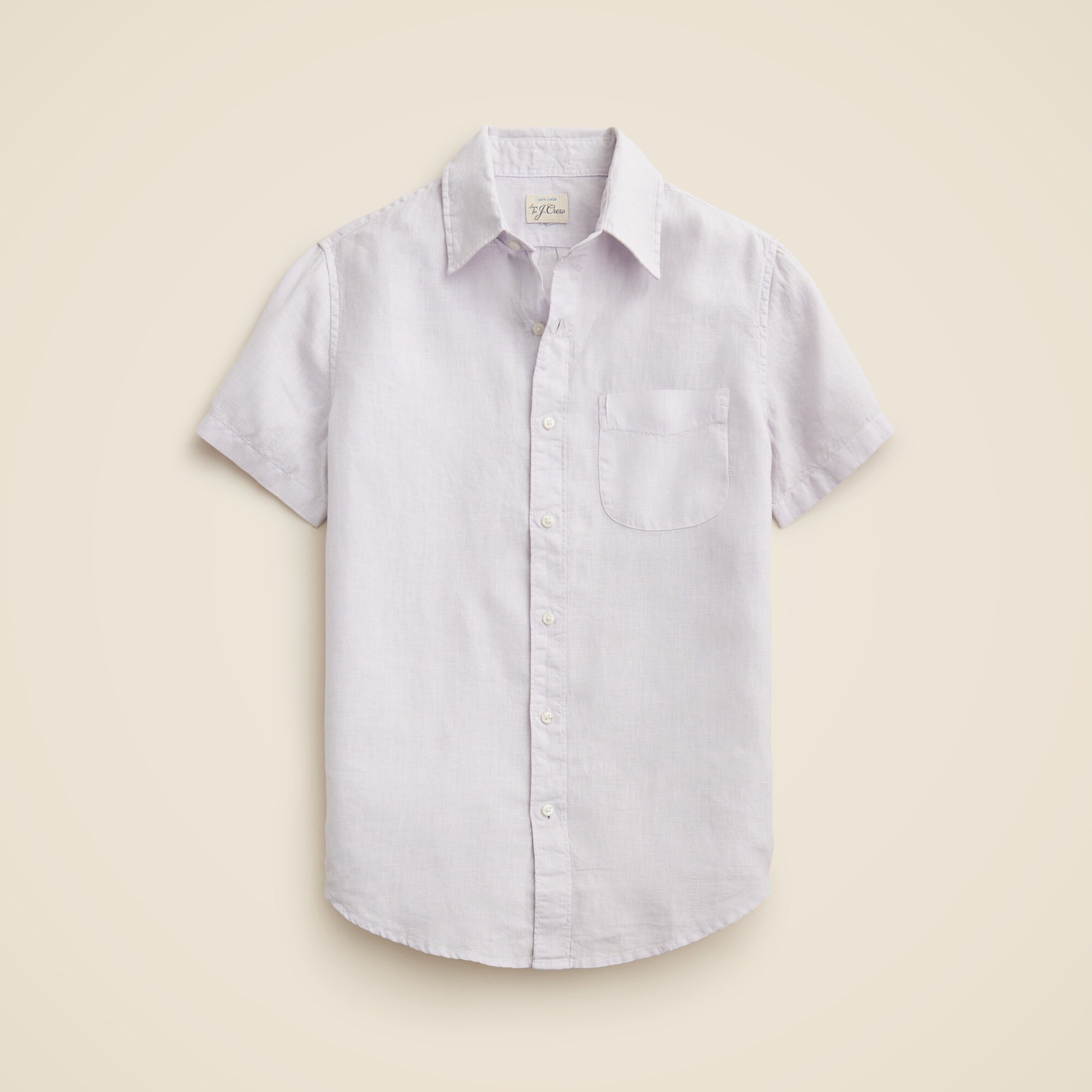 mens Short-sleeve washed linen shirt