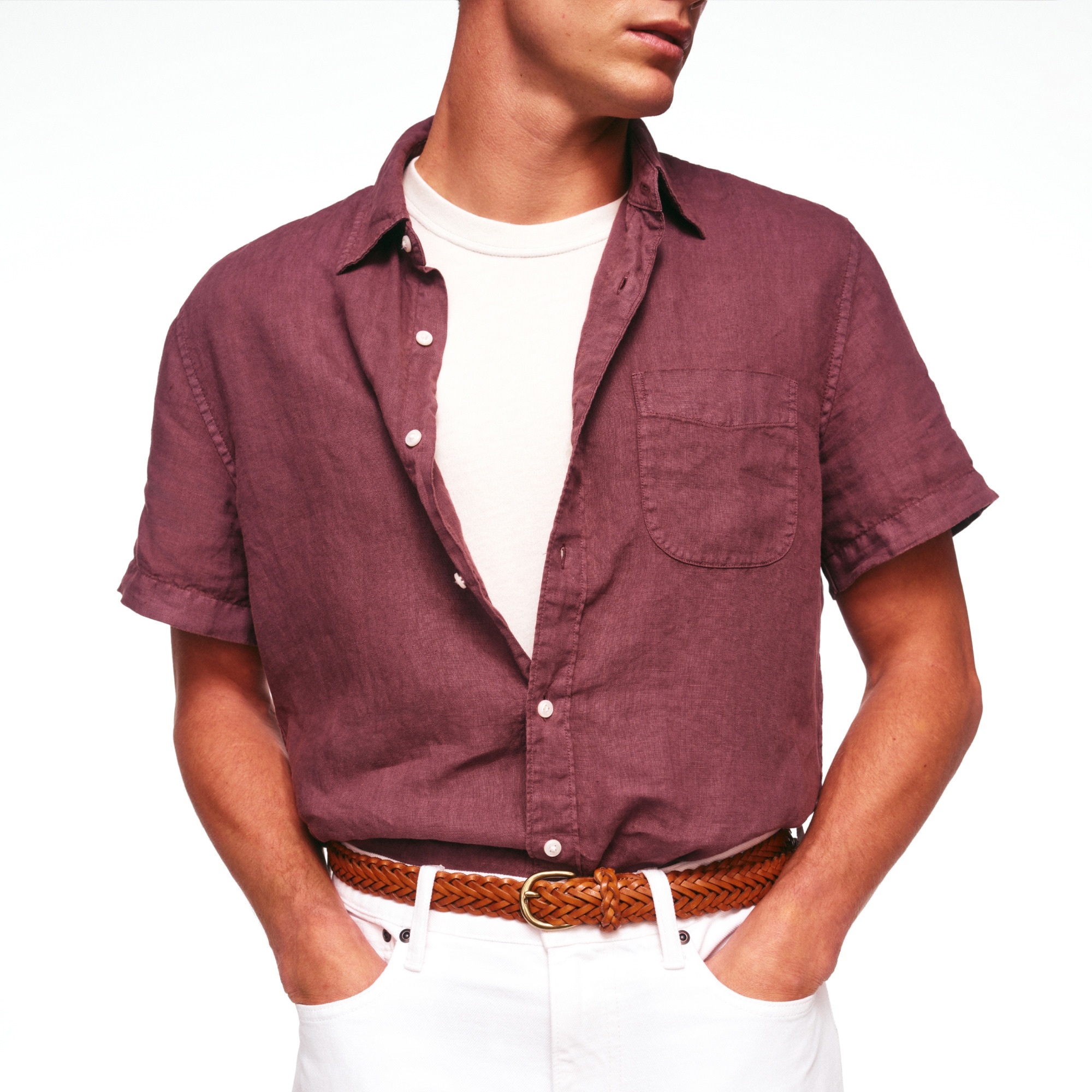 Short-sleeve Washed Linen Shirt For Men | J.Crew