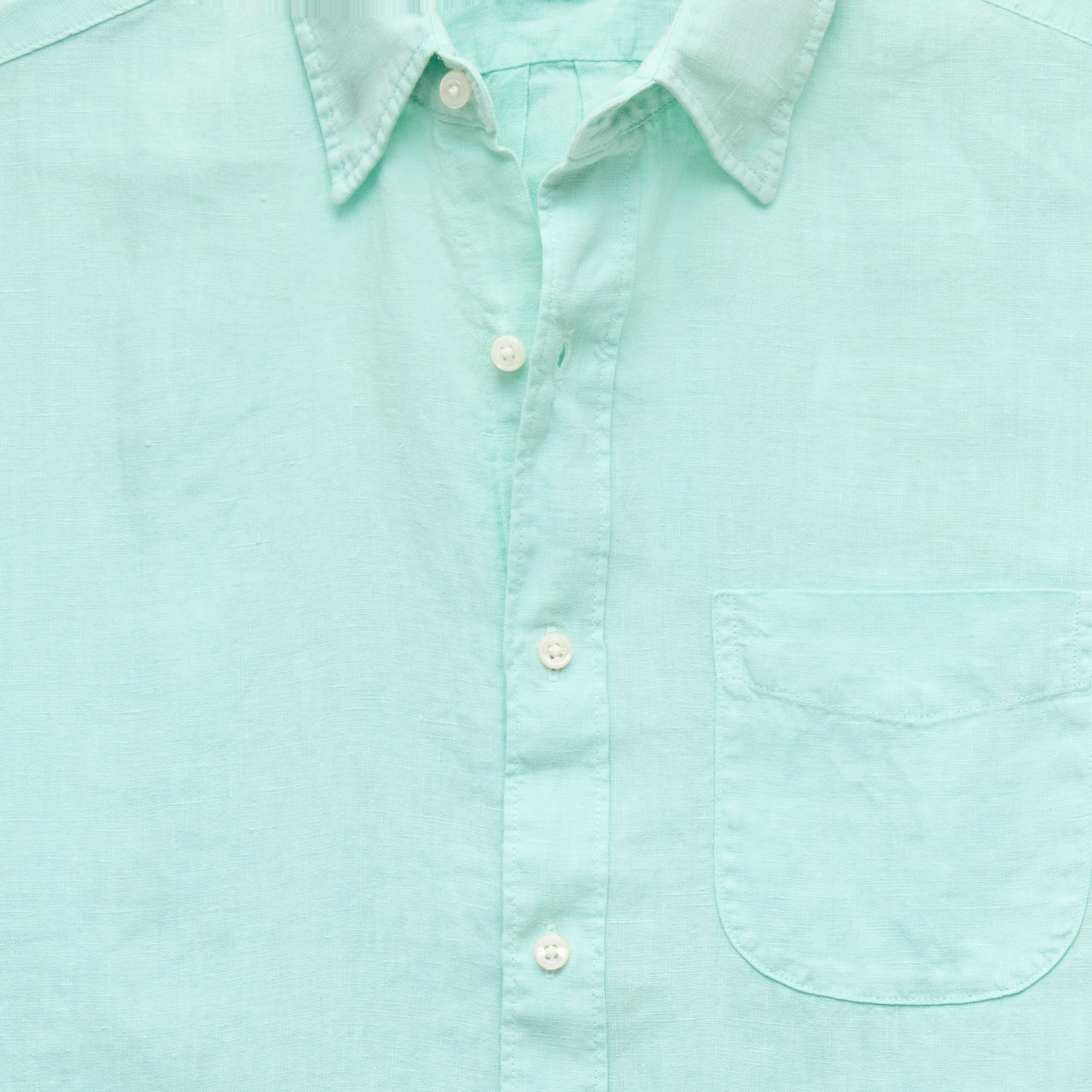 Washed linen shirt with point collar
