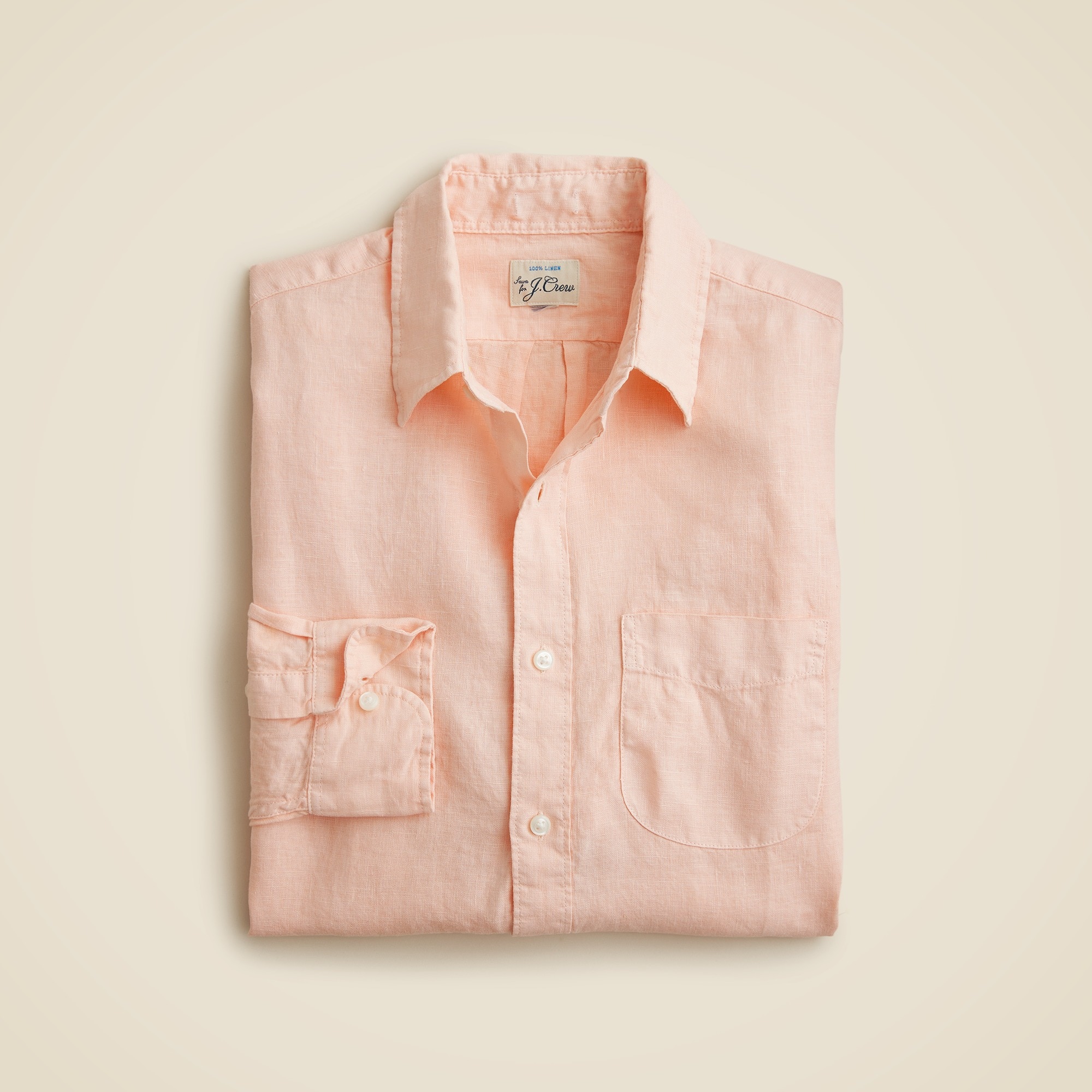 mens Washed linen shirt with point collar