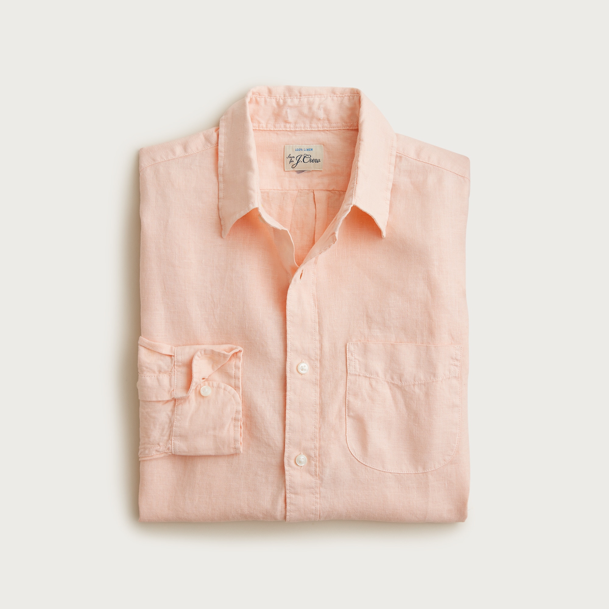 Washed linen shirt with point collar