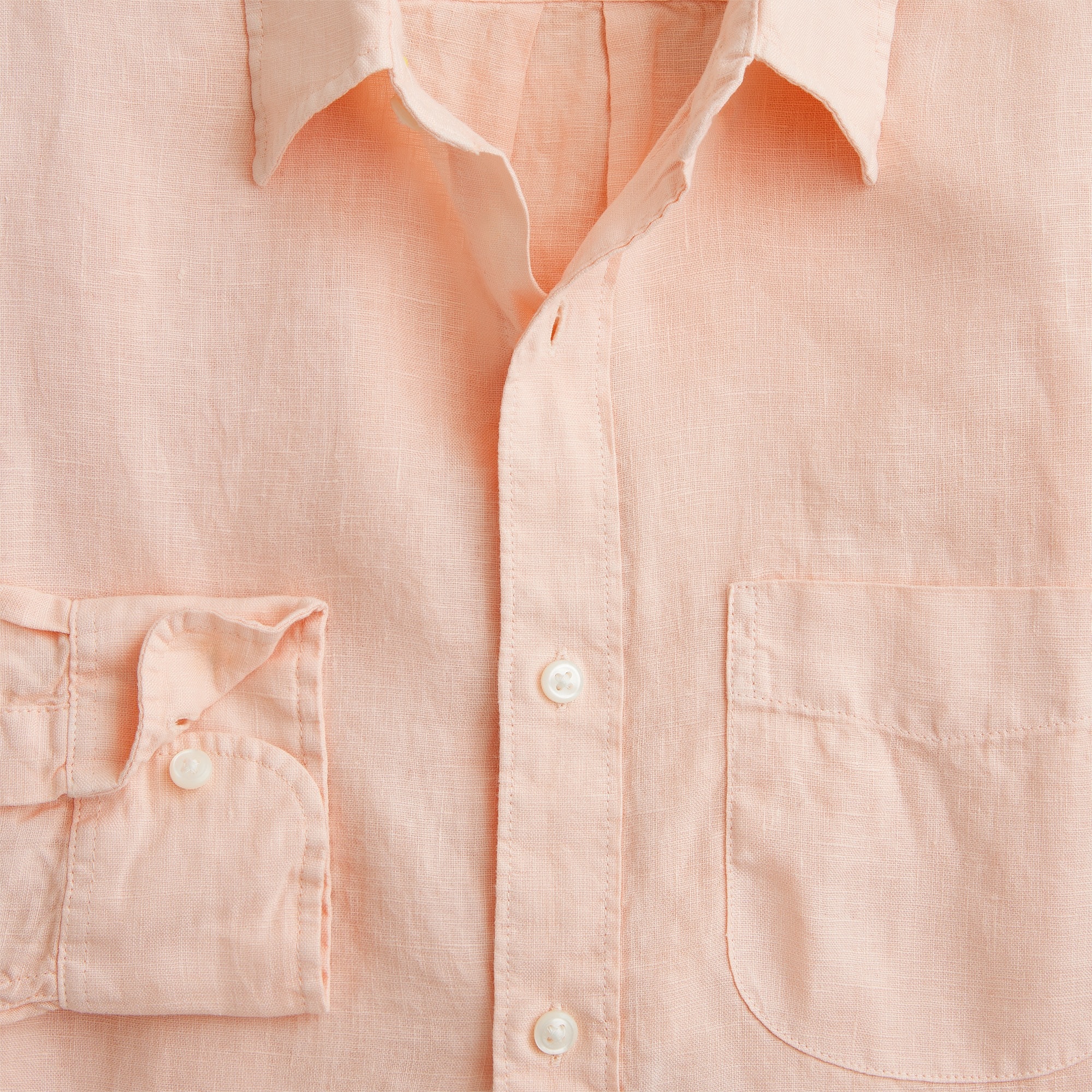 Washed linen shirt with point collar