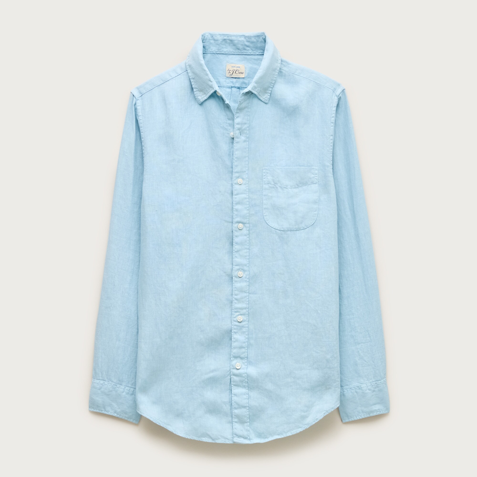  Washed linen shirt with point collar