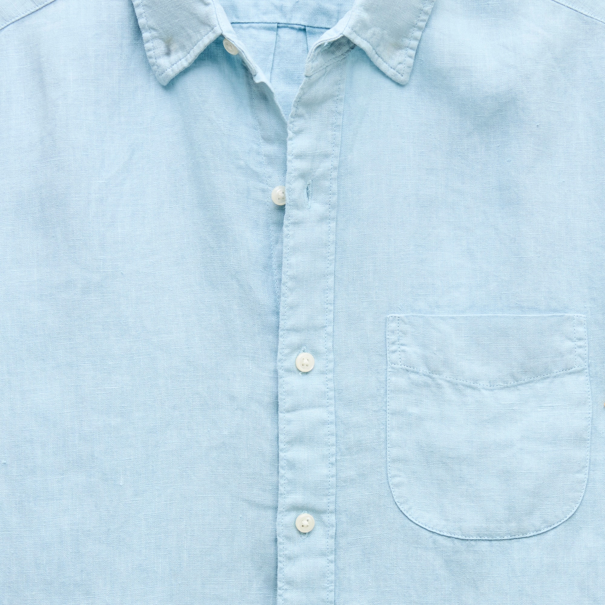 Washed linen shirt with point collar