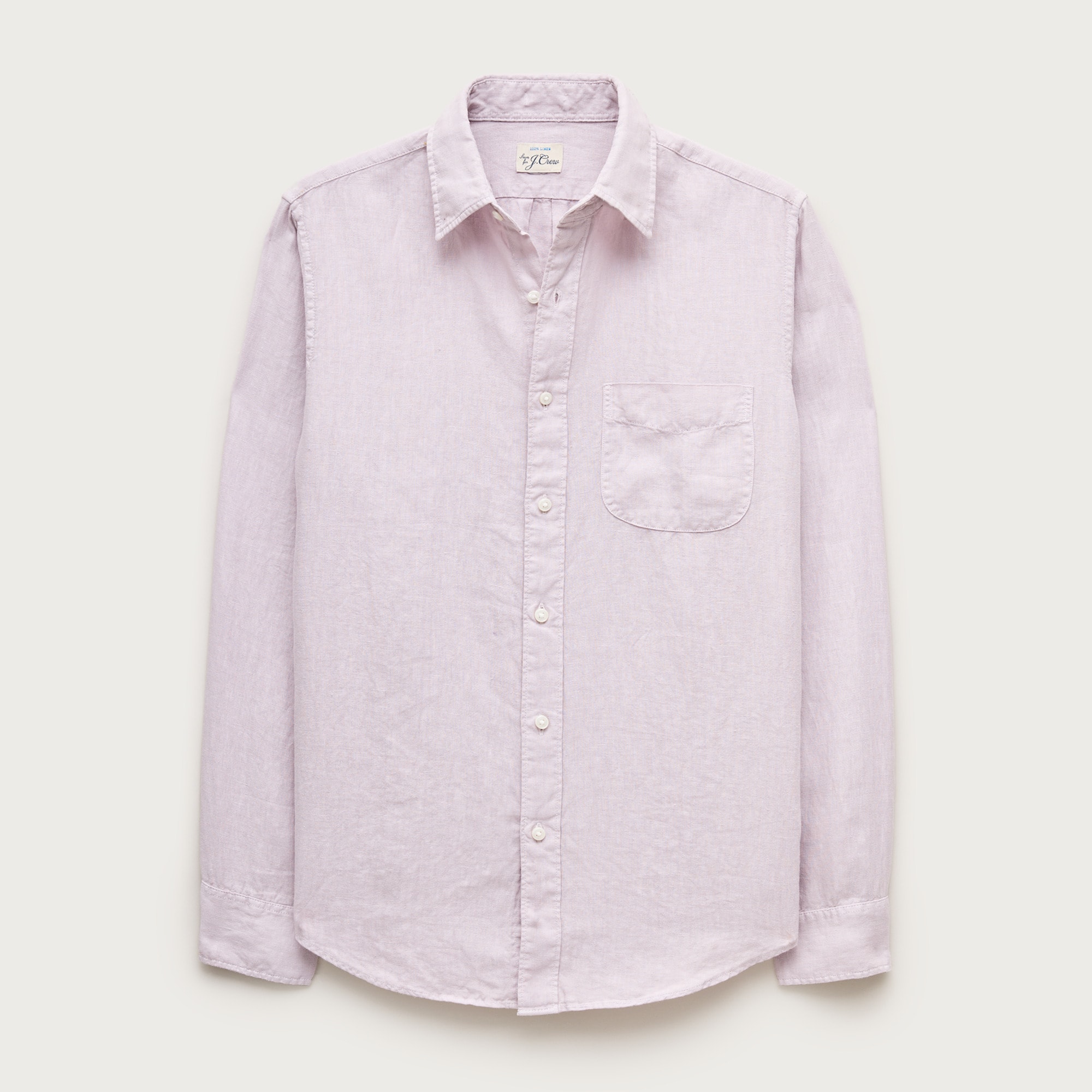 Washed linen shirt with point collar