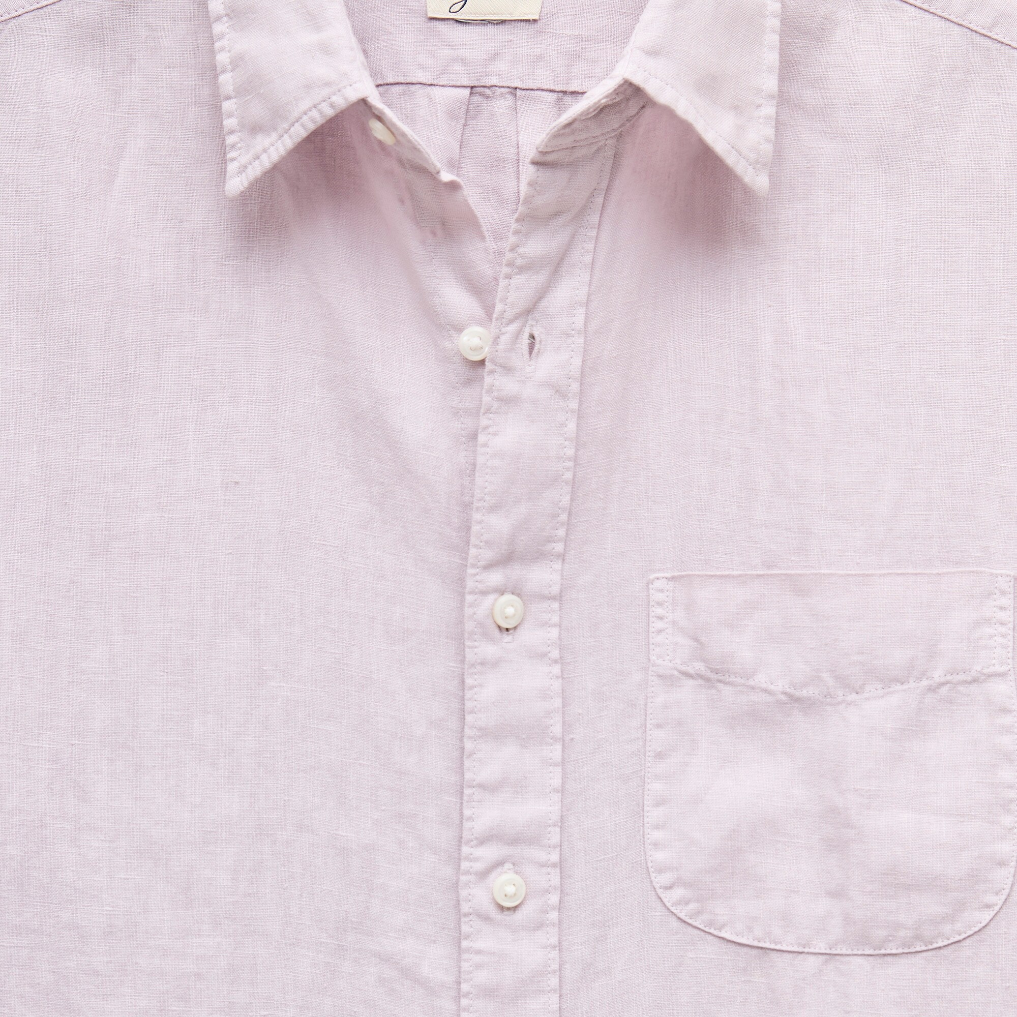 Washed linen shirt with point collar