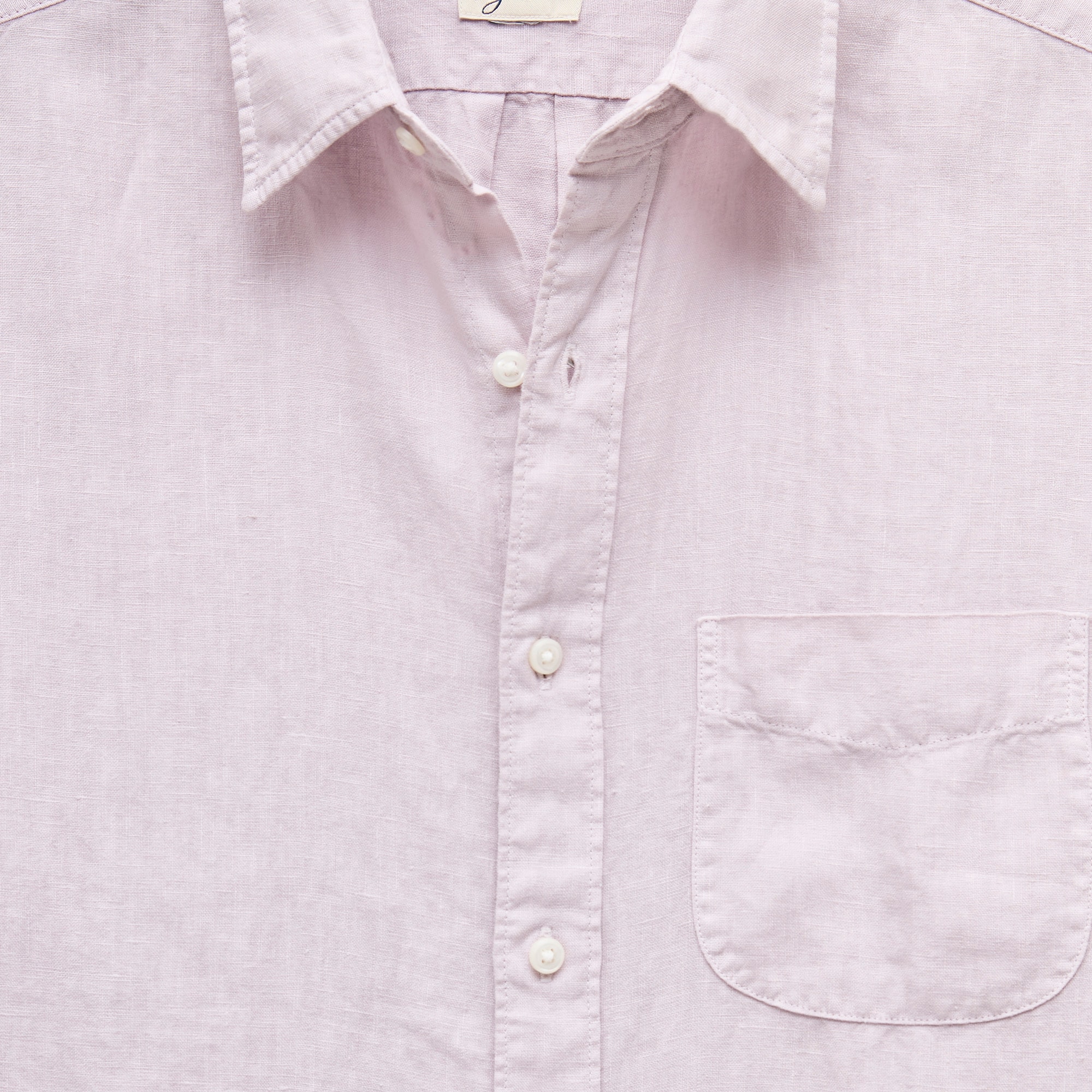 Washed linen shirt with point collar