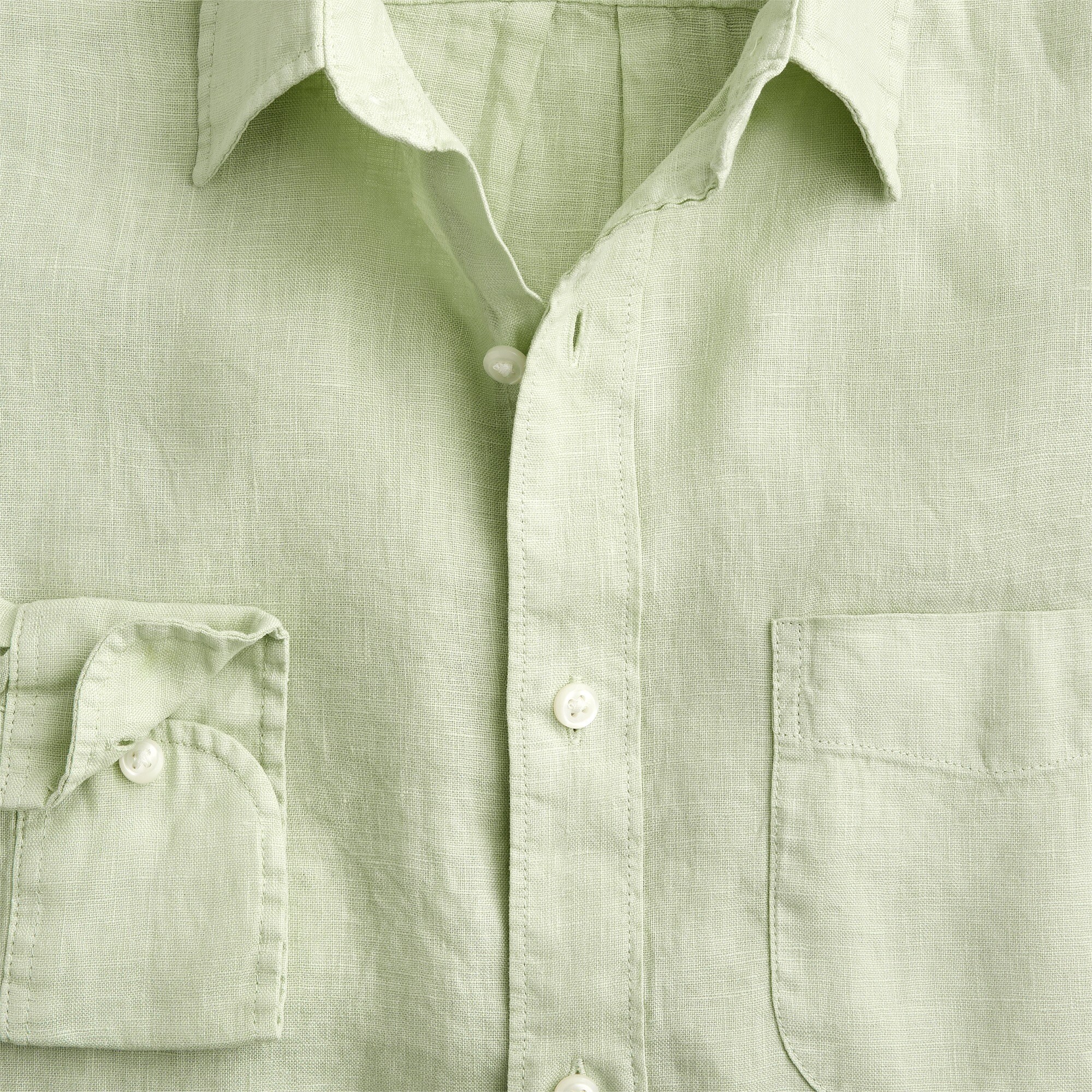 Washed linen shirt with point collar