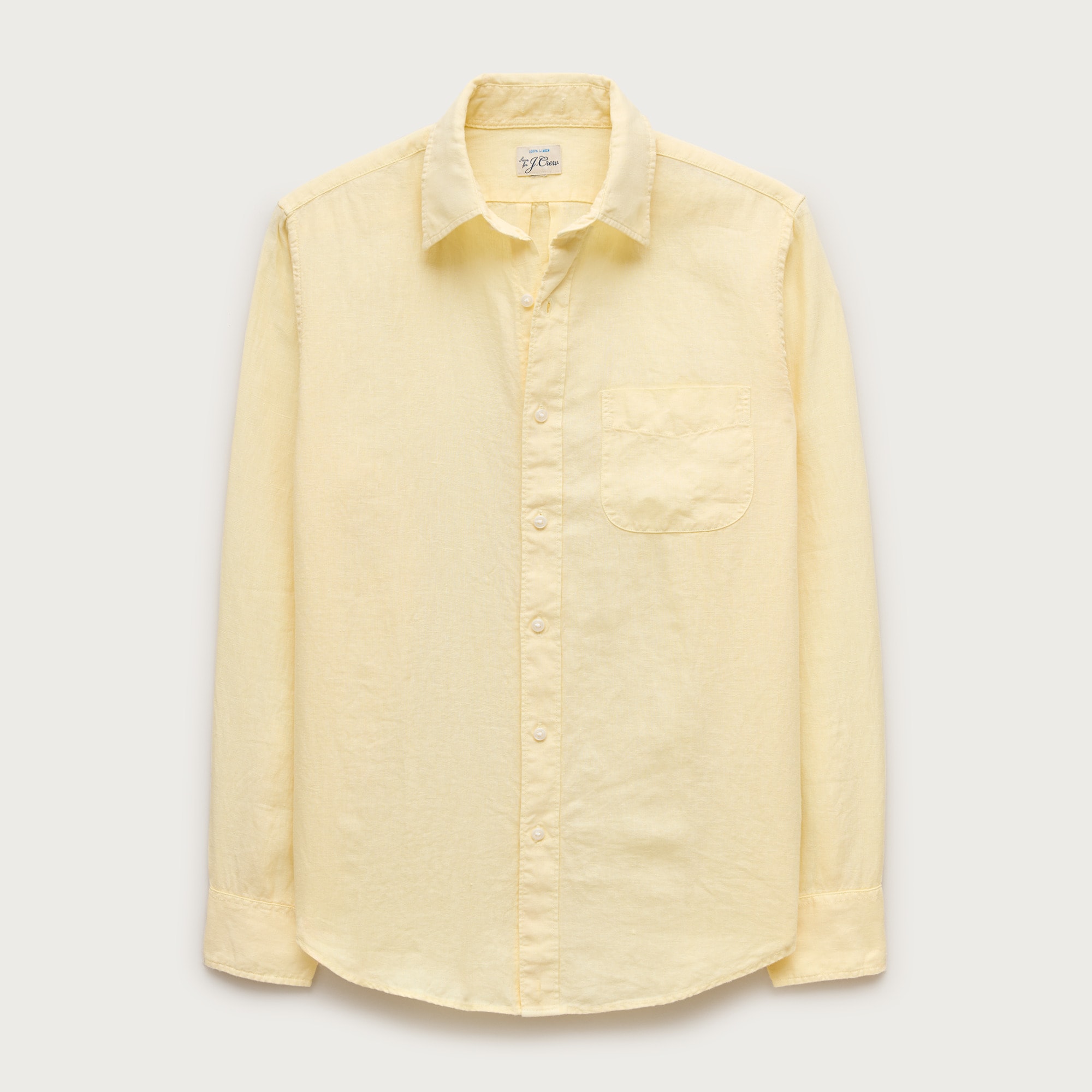 Washed linen shirt with point collar