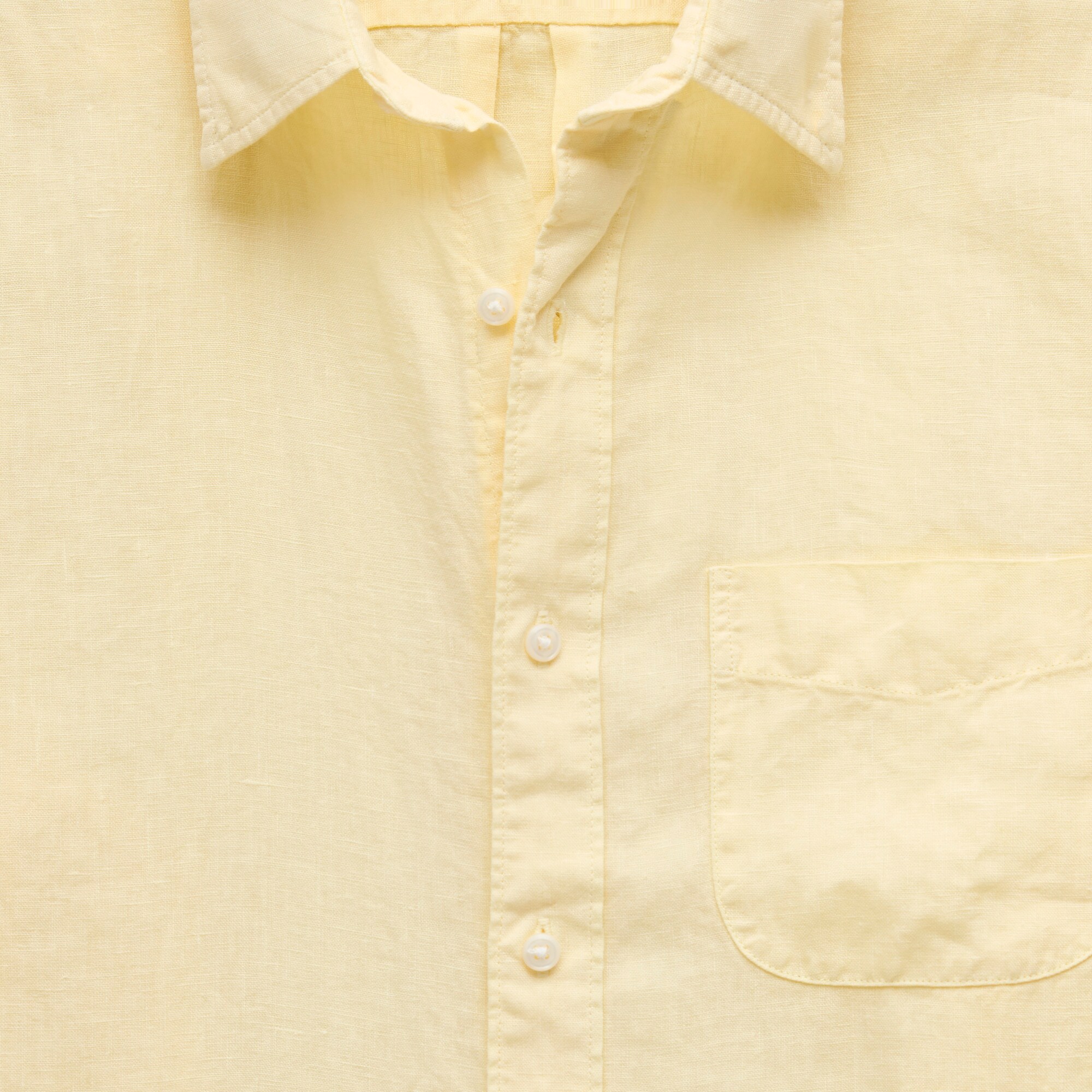 Washed linen shirt with point collar