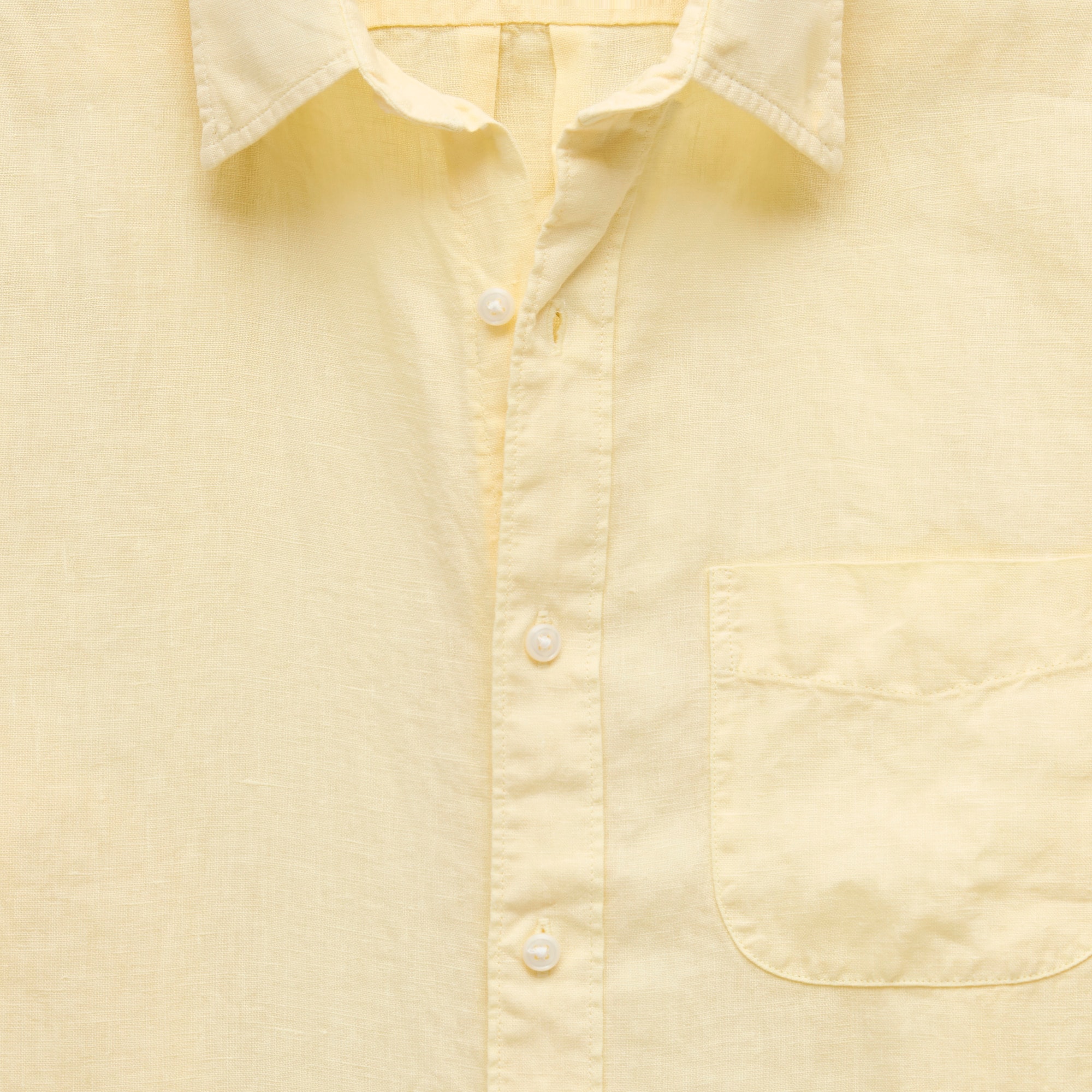 Washed linen shirt with point collar