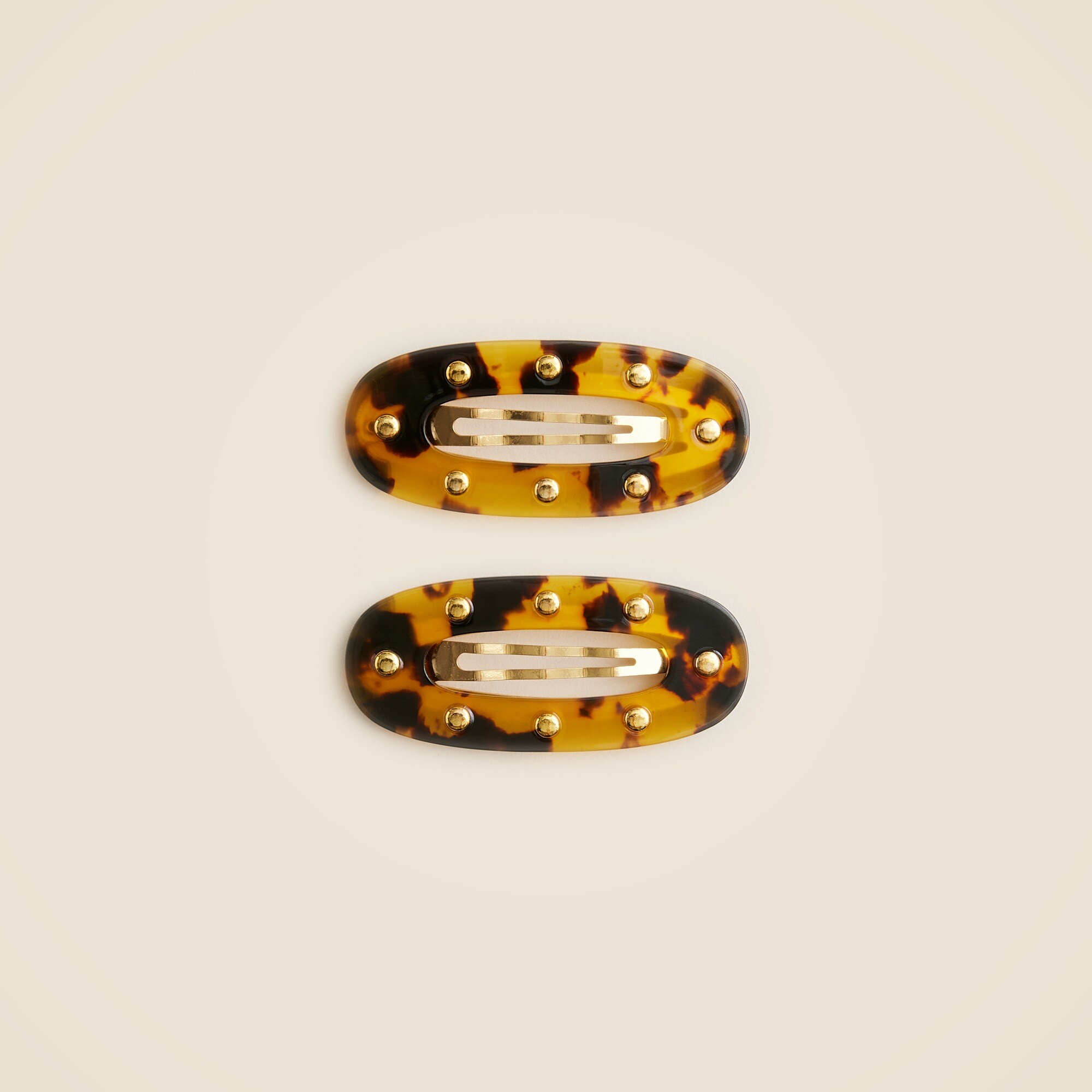 Studded Tortoise Shell Hair Clips Two-pack For Women | J.Crew