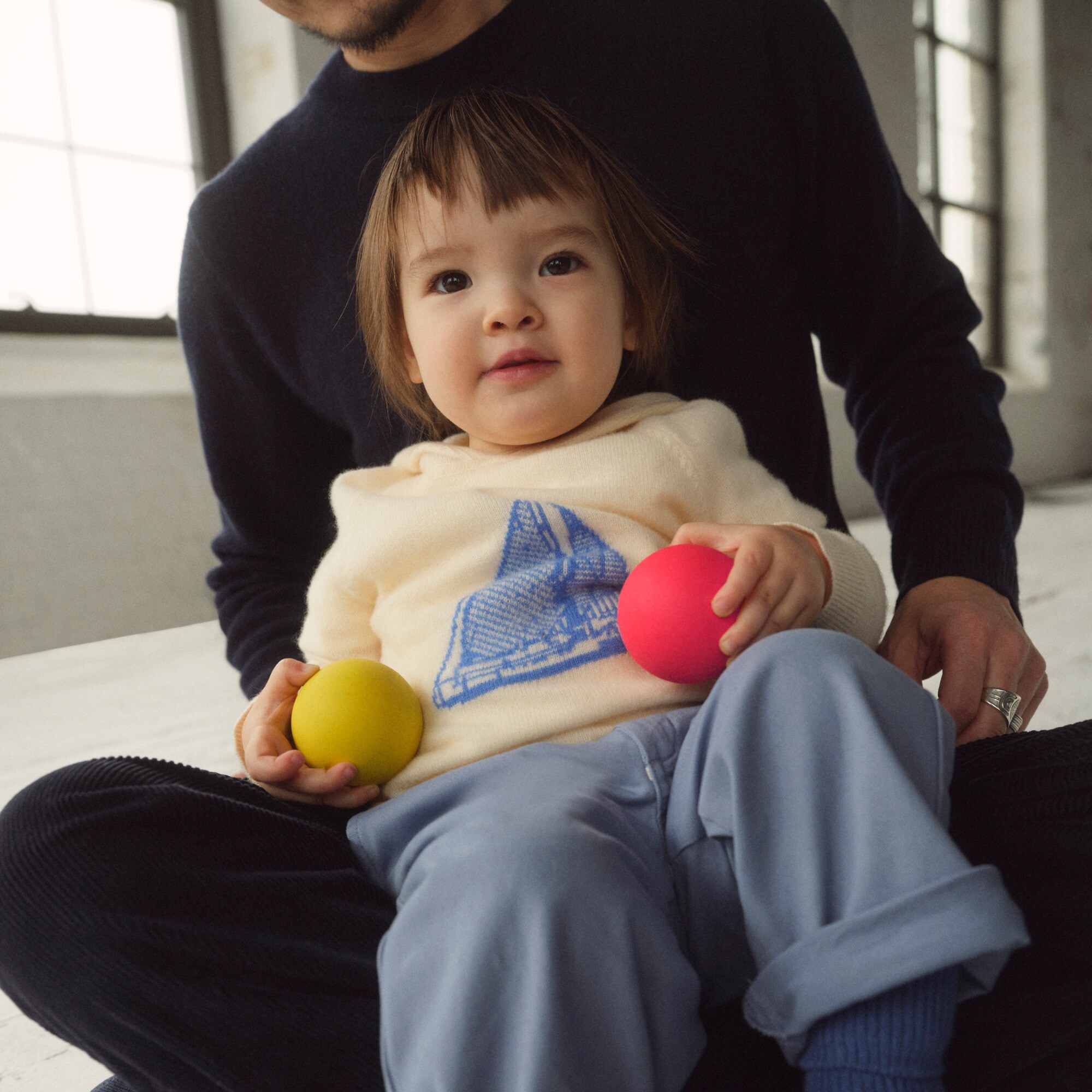 babys Limited-edition baby cashmere sailboat hooded sweater
