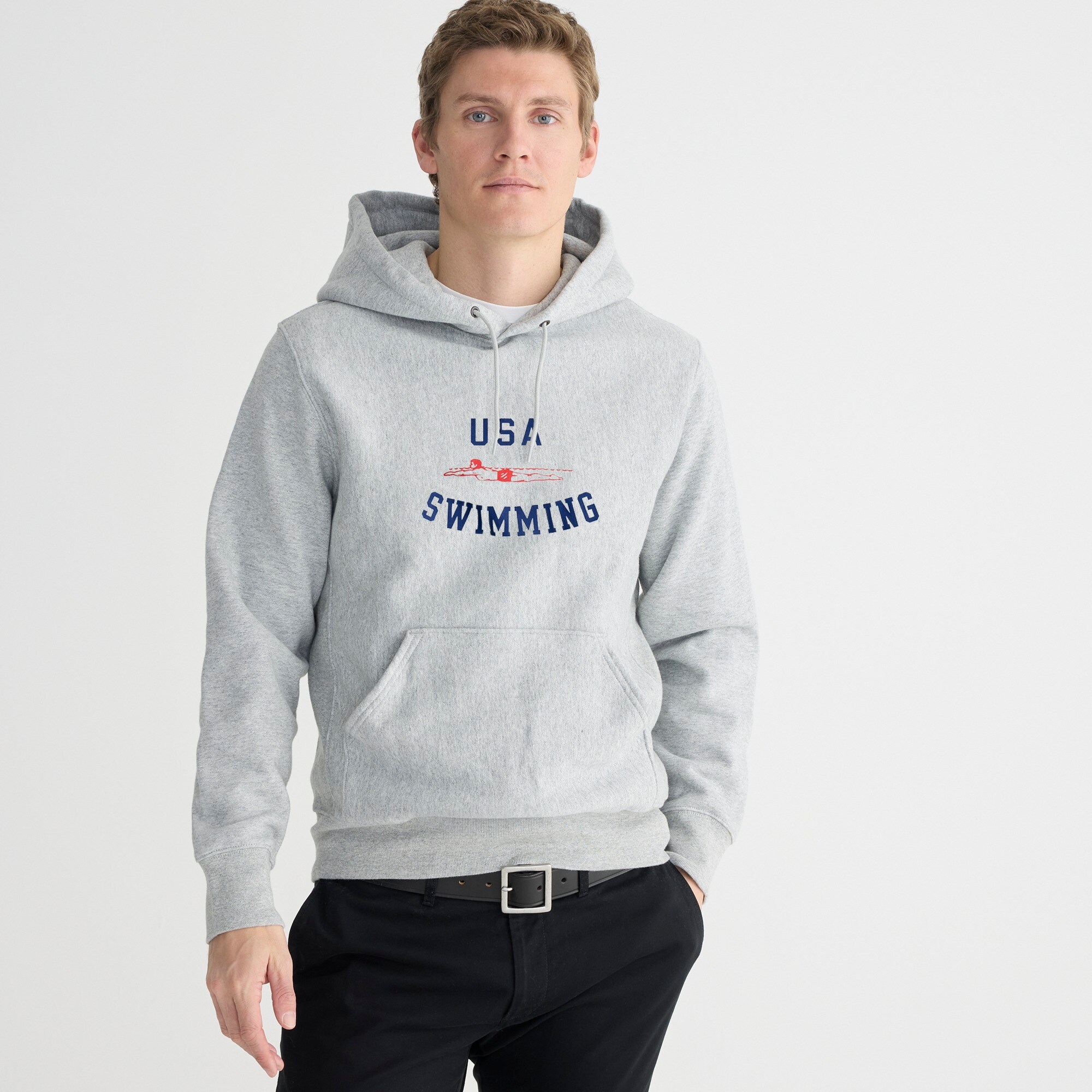 mens Limited-edition USA Swimming&reg; X J.Crew heritage 14 oz. fleece graphic hoodie