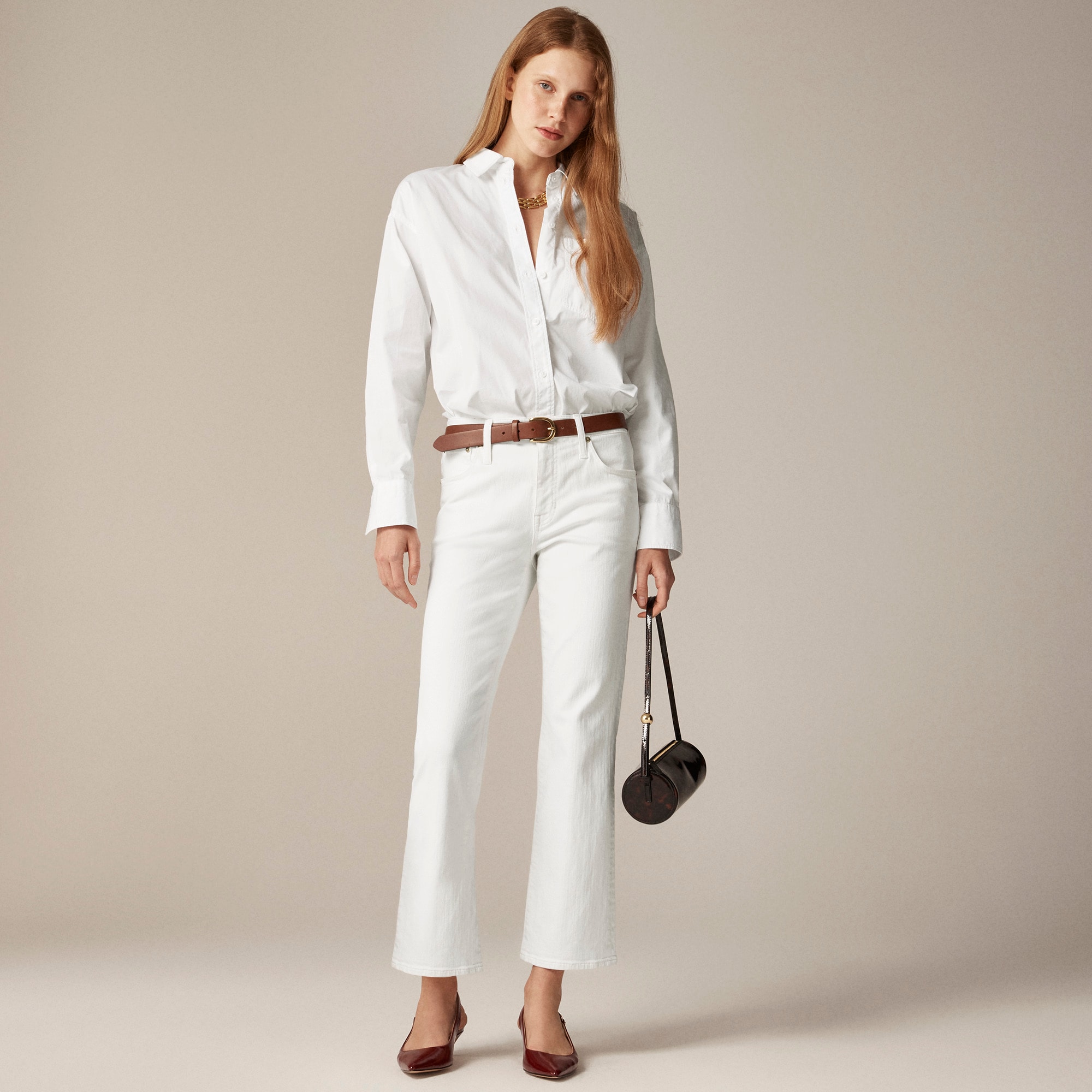 womens Petite mid-rise kickout jean