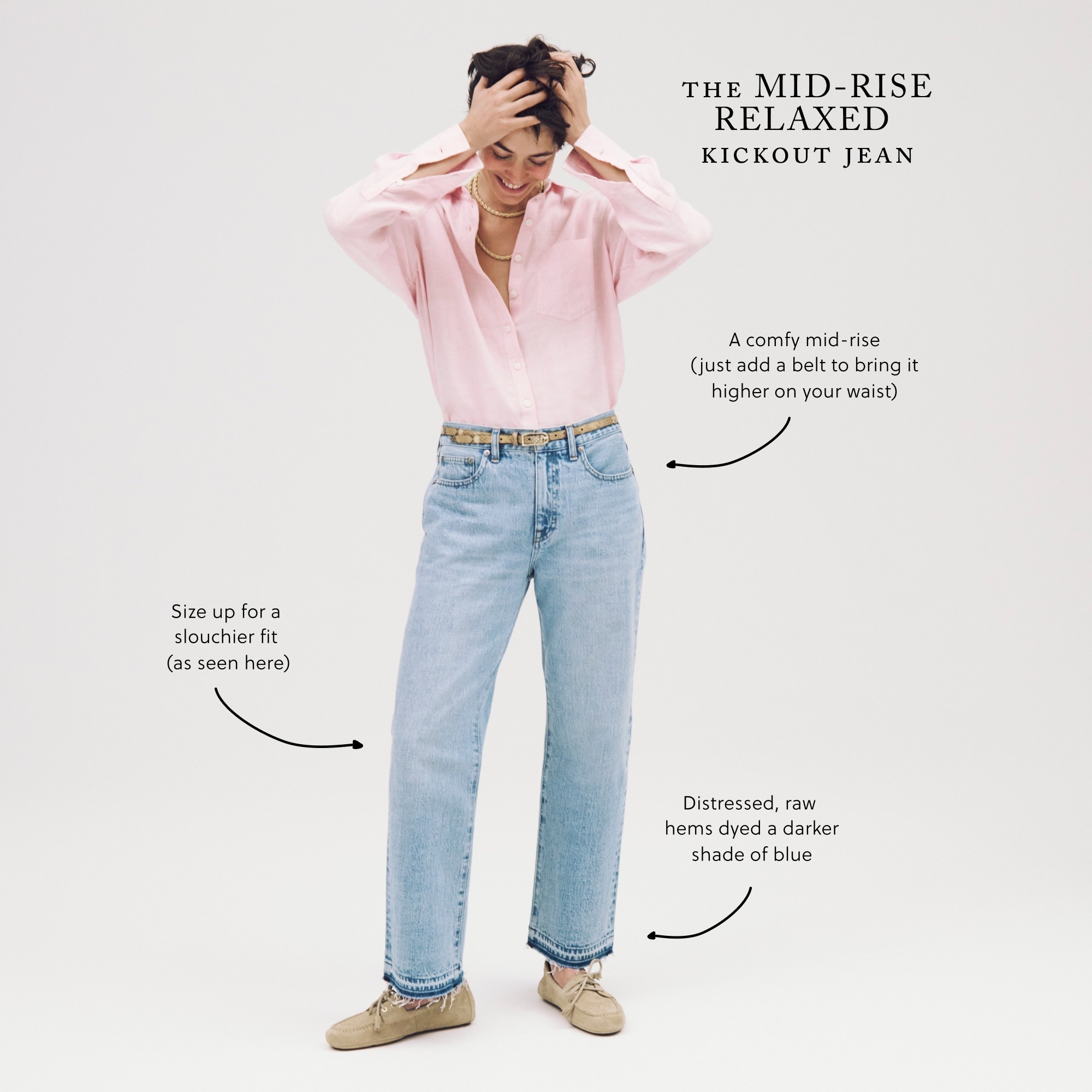 Mid-rise relaxed kickout jean