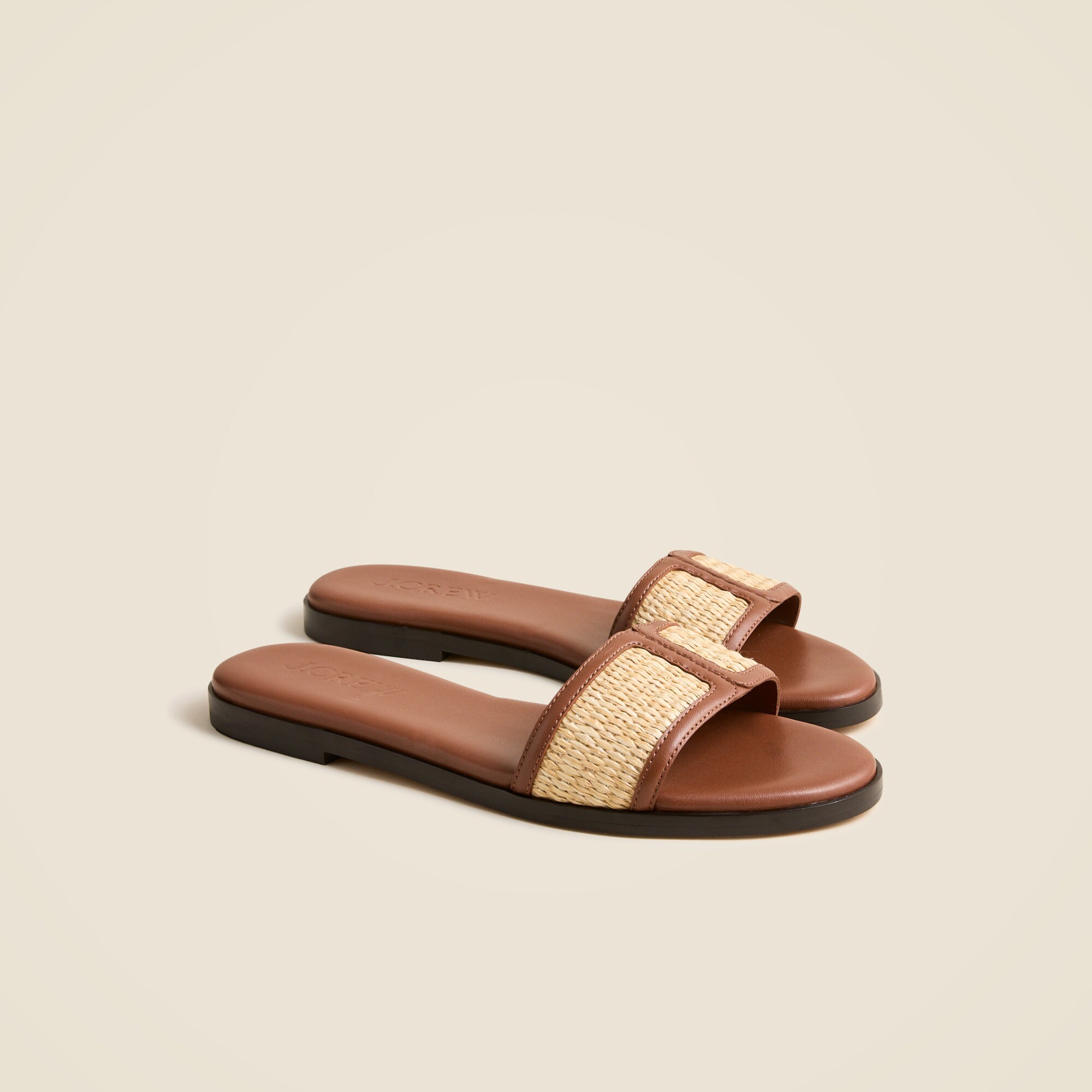 アールグラージュ Georgina Woven Sandals In Faux Raffia And Leather For Women | J.Crew
