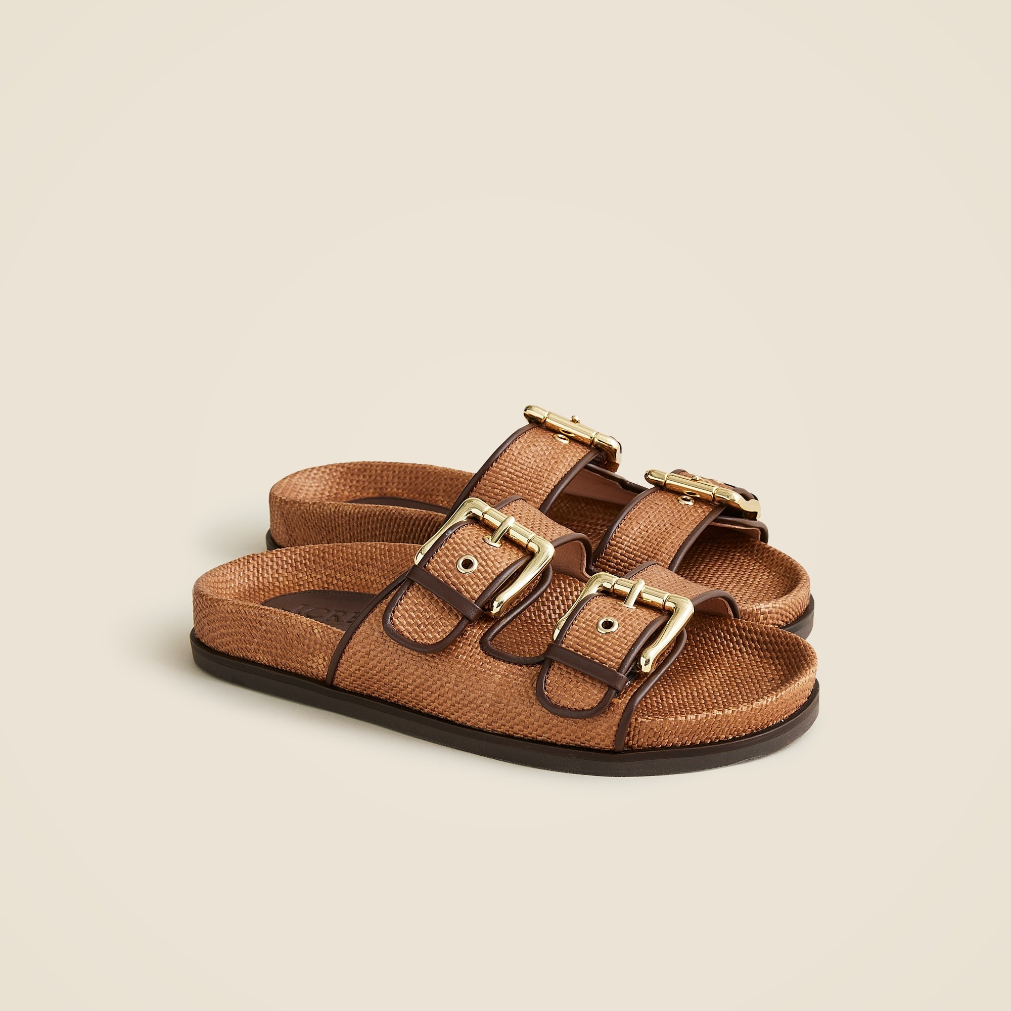 womens New Colbie wide-strap buckle sandals in faux raffia