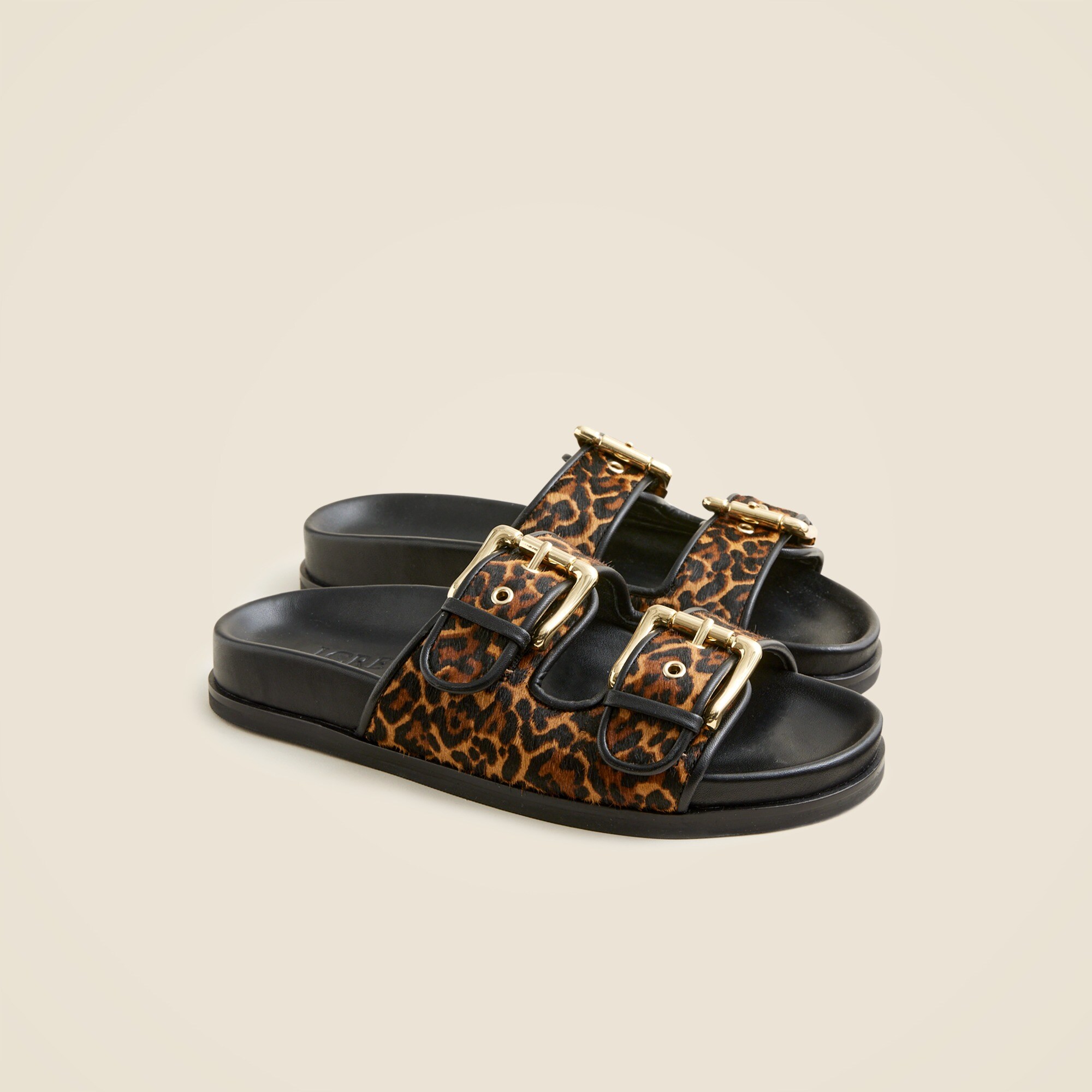  New Colbie wide-strap buckle sandals in leopard-print calf hair