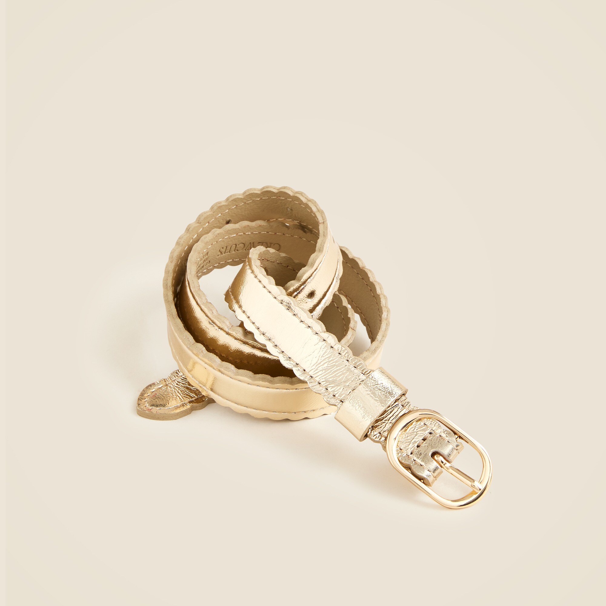 girls Girls' scalloped belt in metallic leather