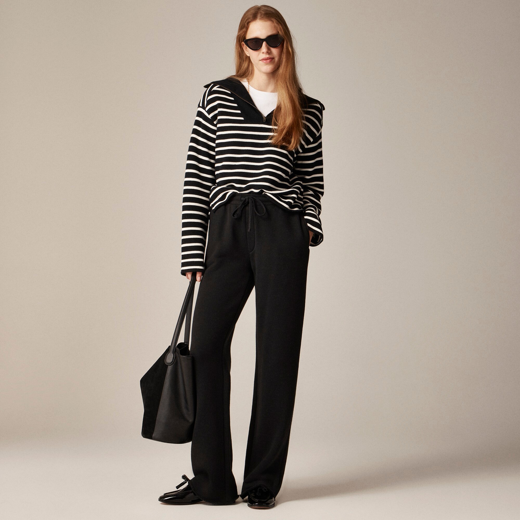 Heritage terry three-quarter zip sweatshirt in stripe
