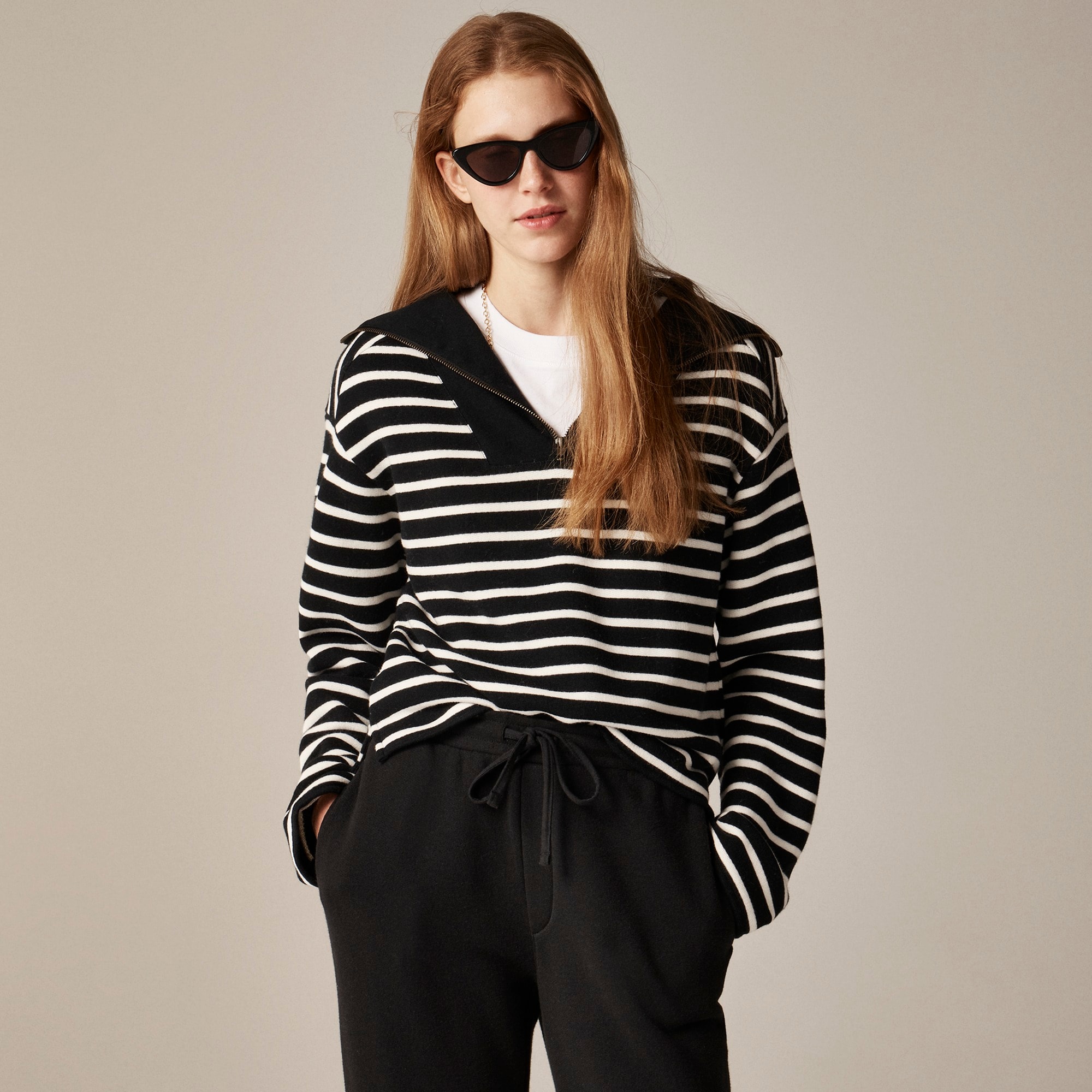  Heritage terry quarter-zip sweatshirt in stripe