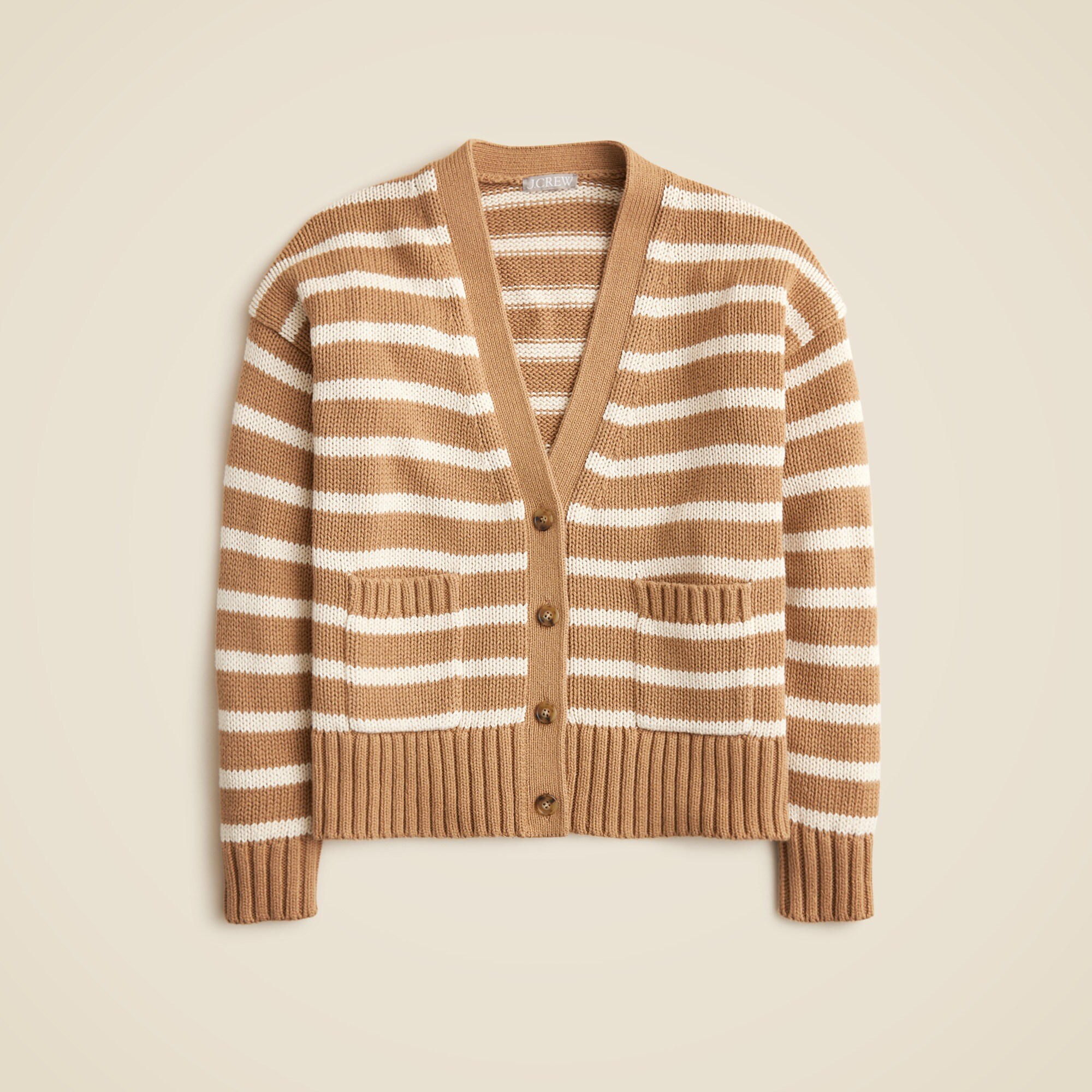 Heritage cotton relaxed cardigan in stripe