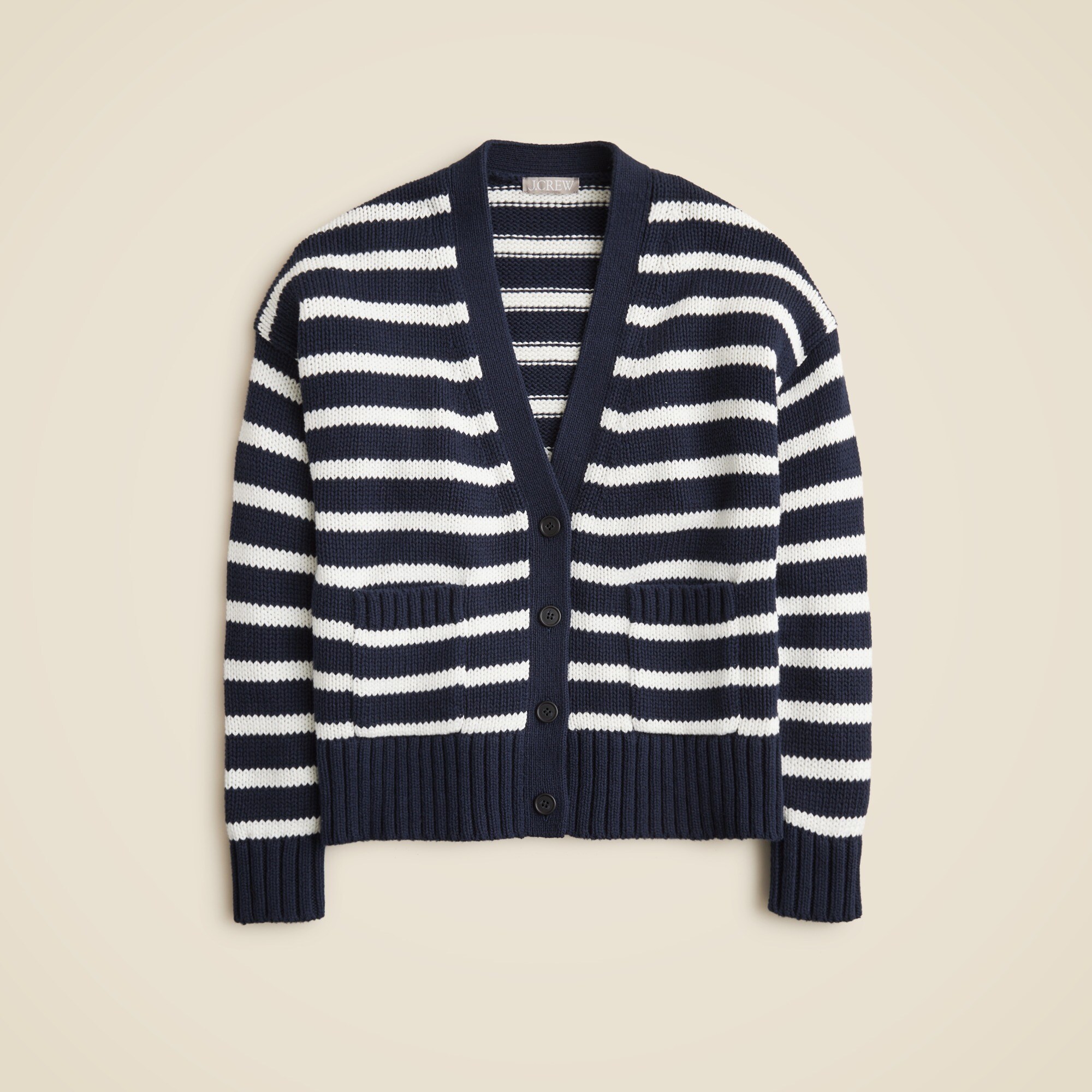 Heritage Cotton Relaxed Cardigan In Stripe For Women | J.Crew