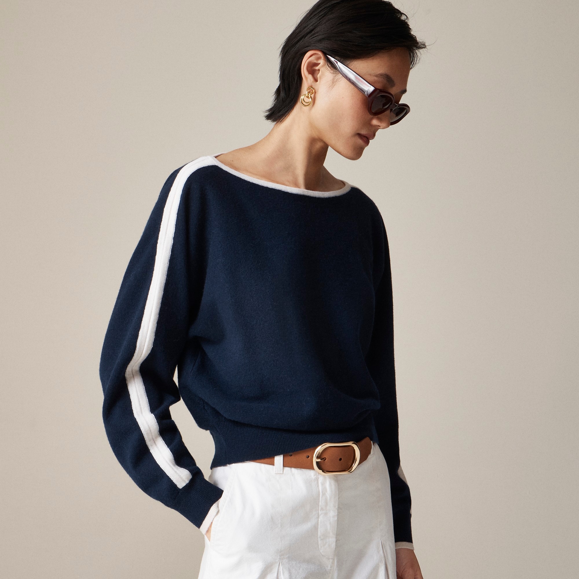 womens Cashmere contrast-stripe sweater