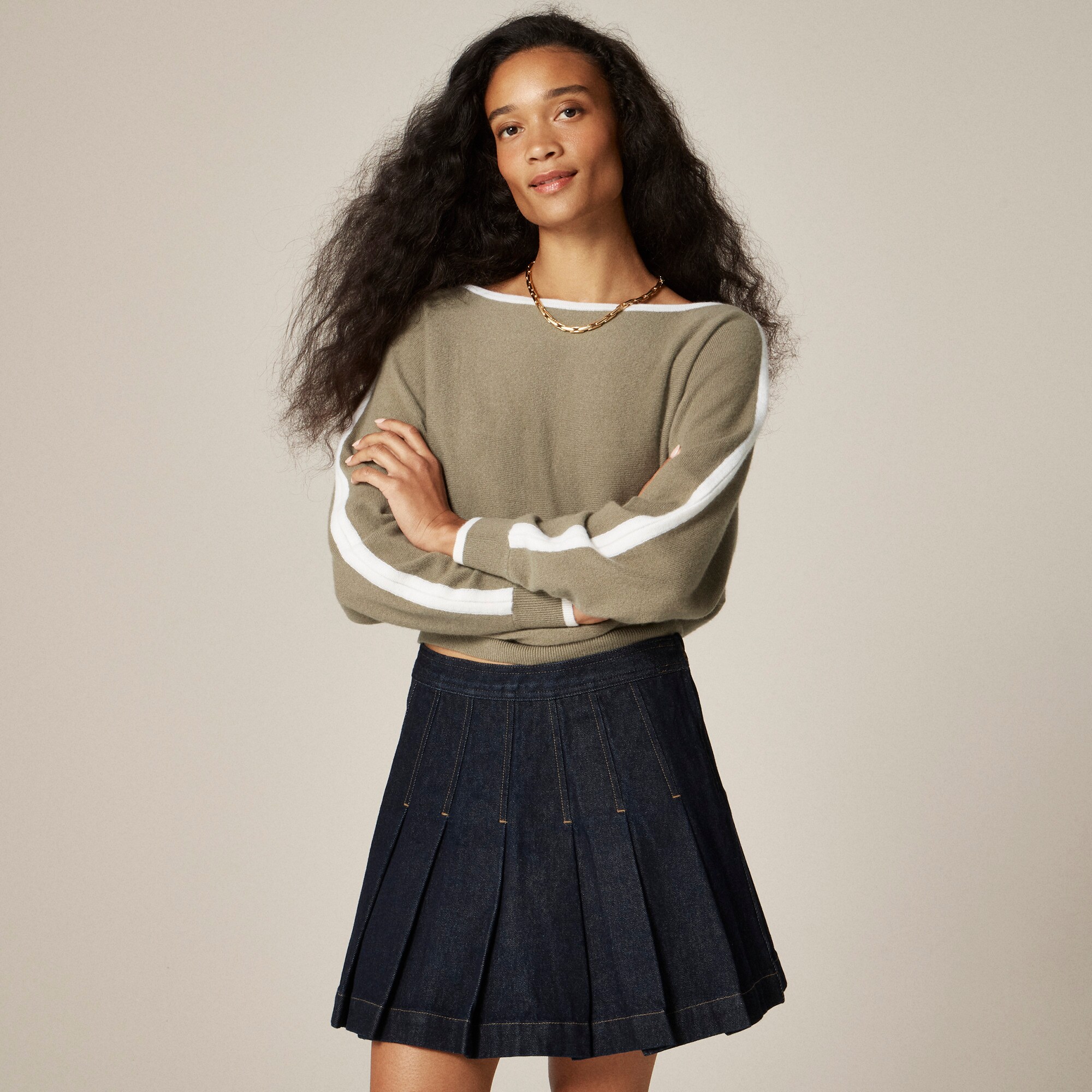  Cashmere contrast-stripe sweater