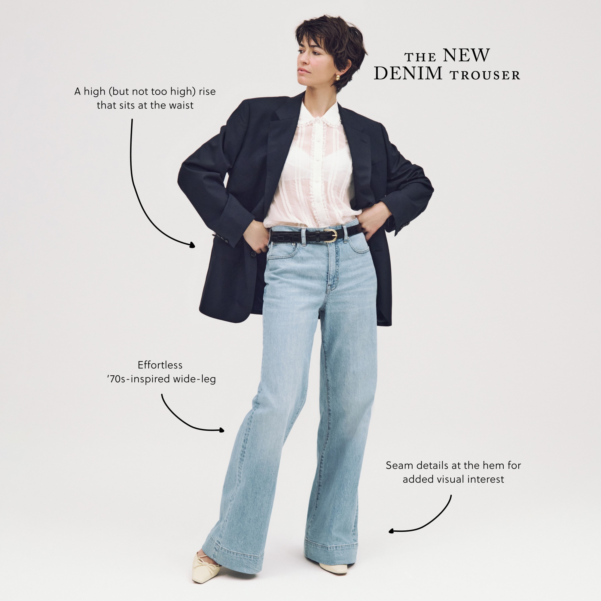 New high-rise denim trouser jean