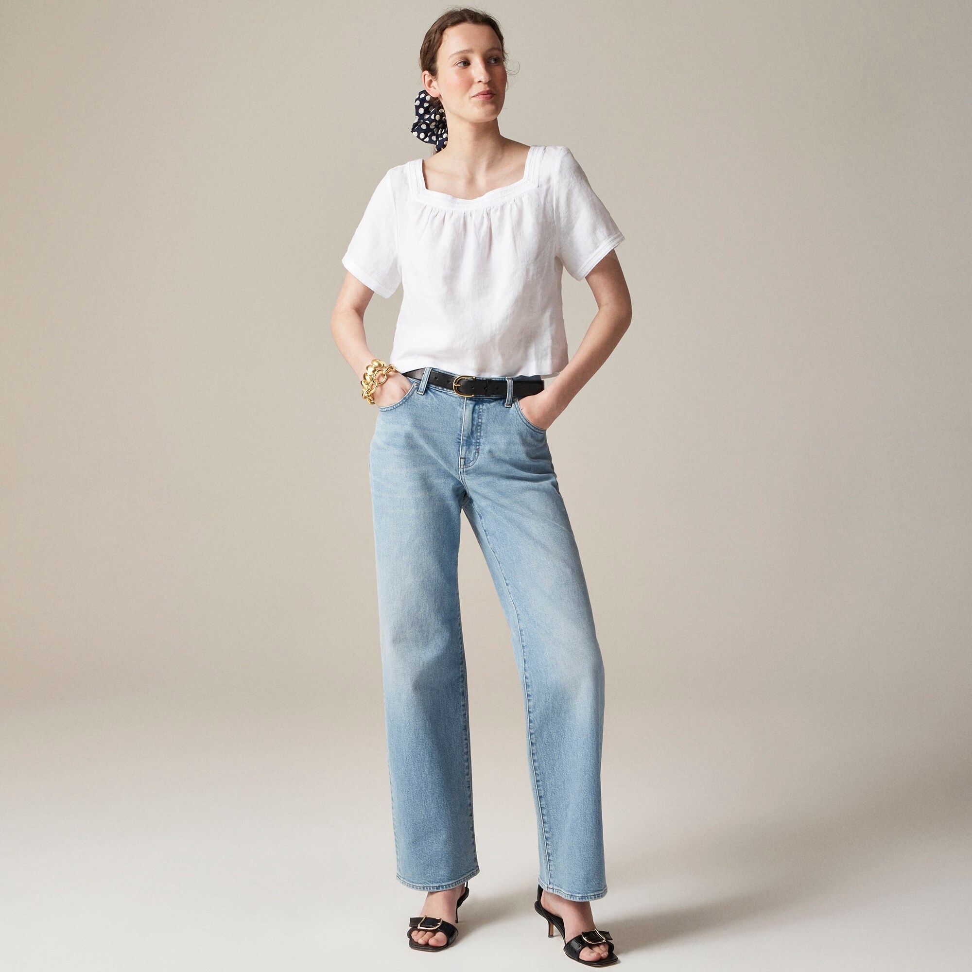 womens Lower-rise full-length slim-wide jean