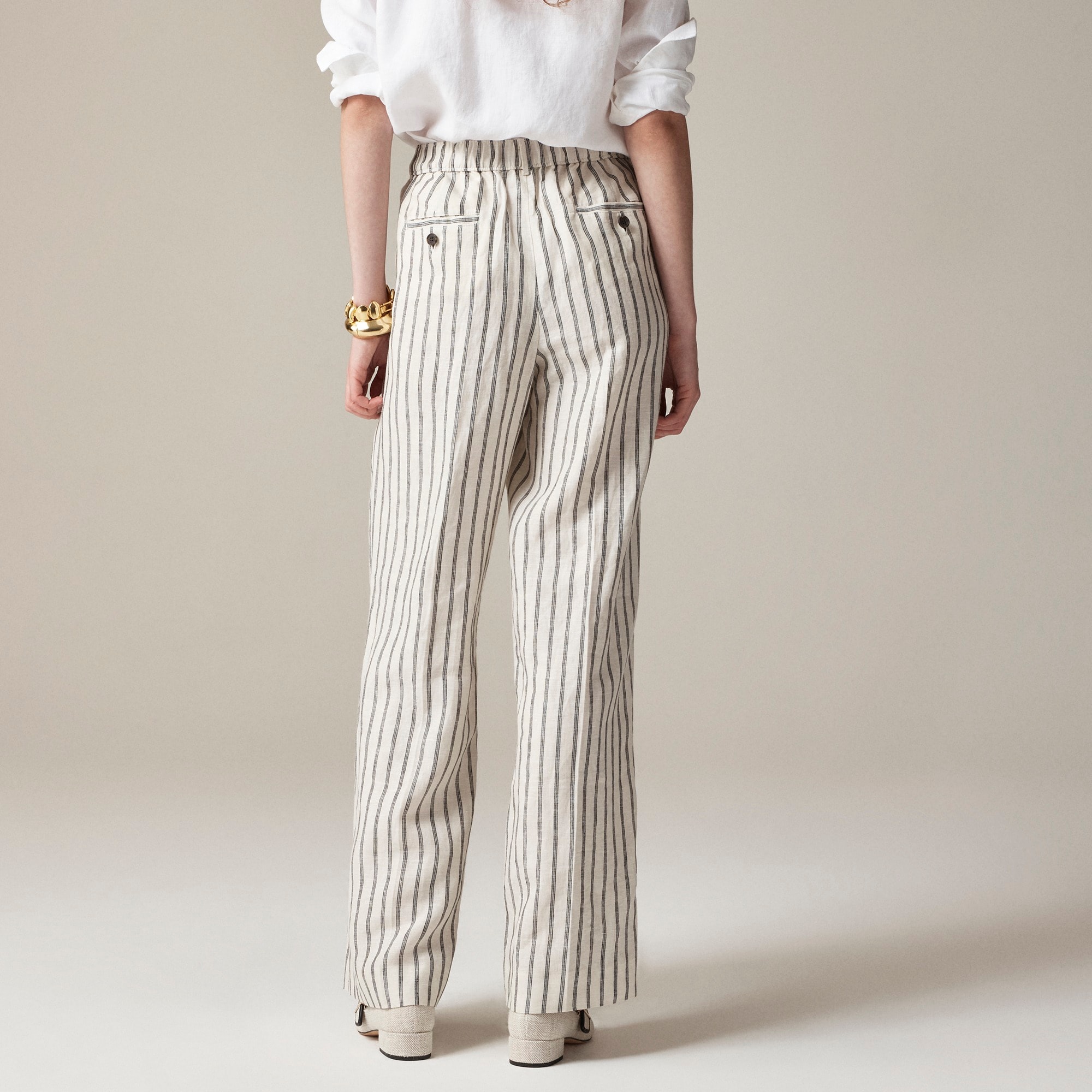 Harbor pant in striped linen