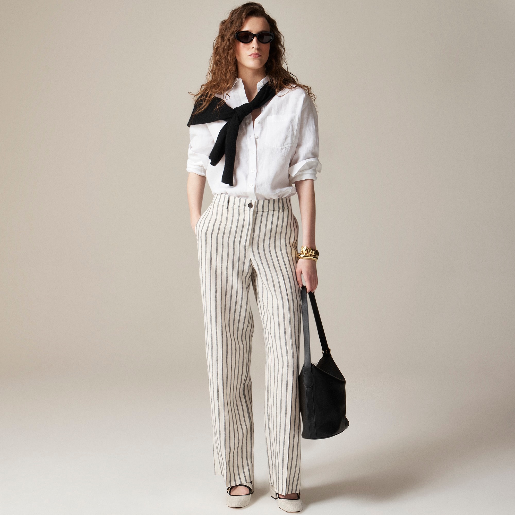 womens Harbor pant in striped linen