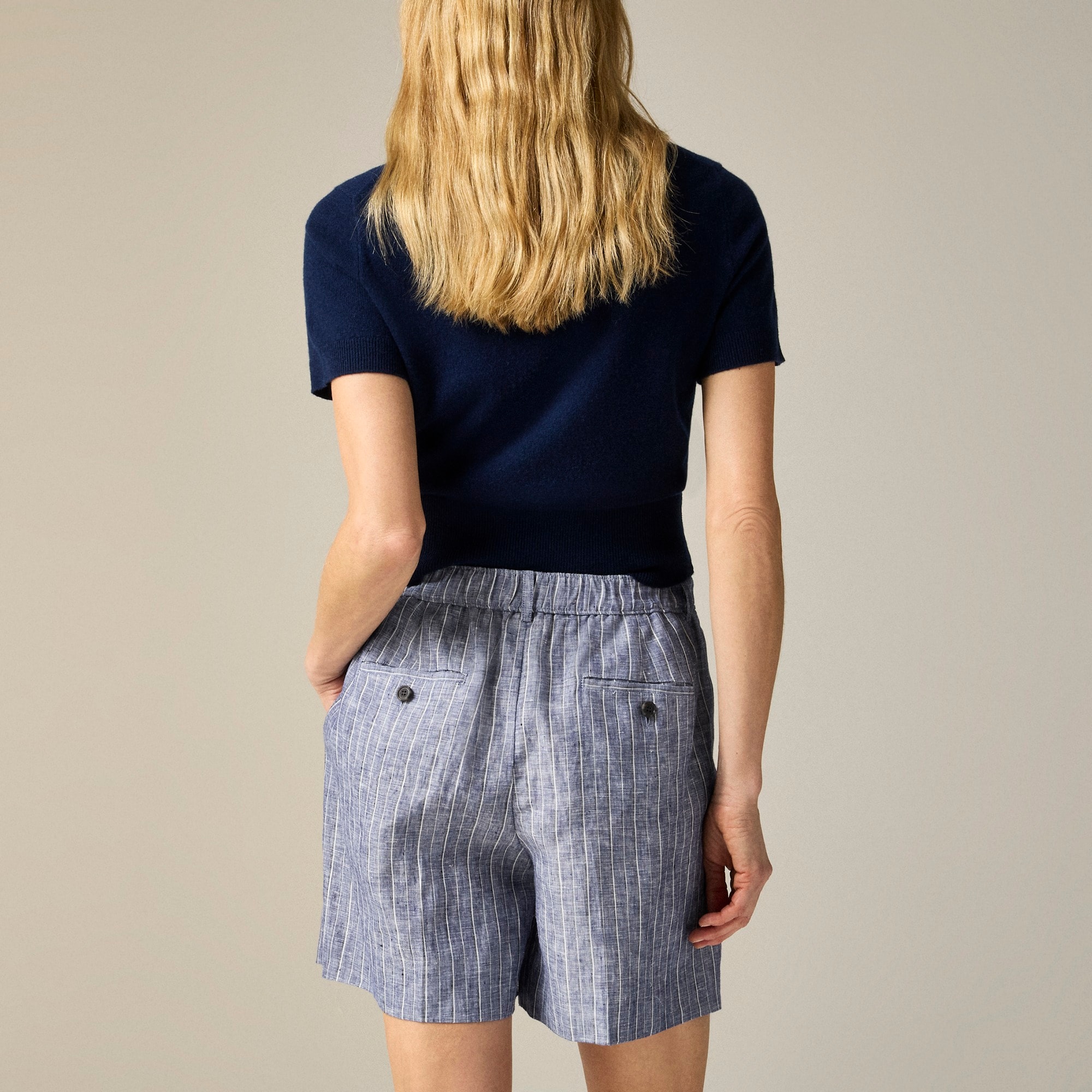 6" Harbor short in striped linen - image 5