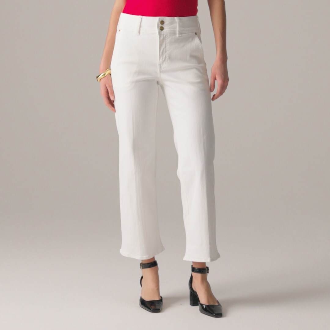 Petite slim-wide jean with stacked buttons