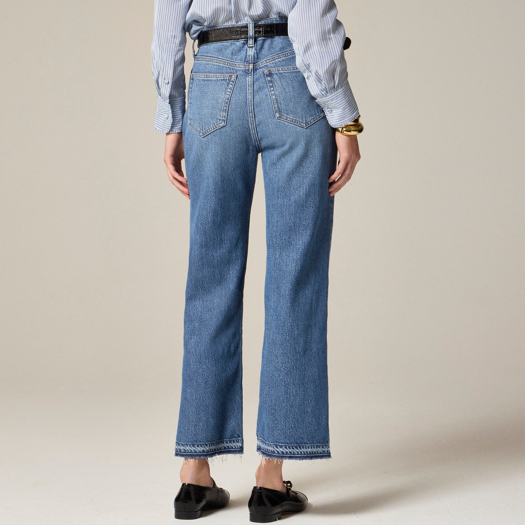High-rise kickout jean