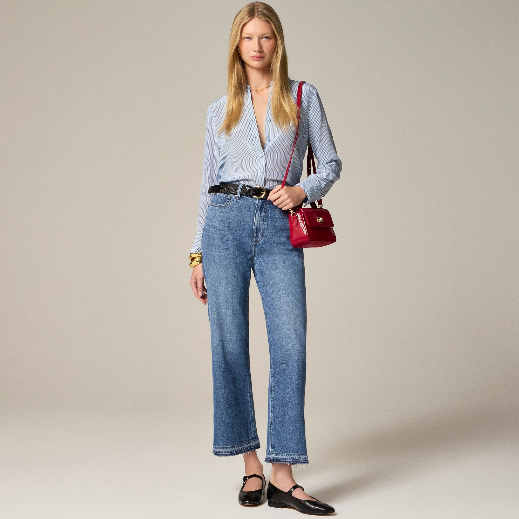 High-rise kickout jean