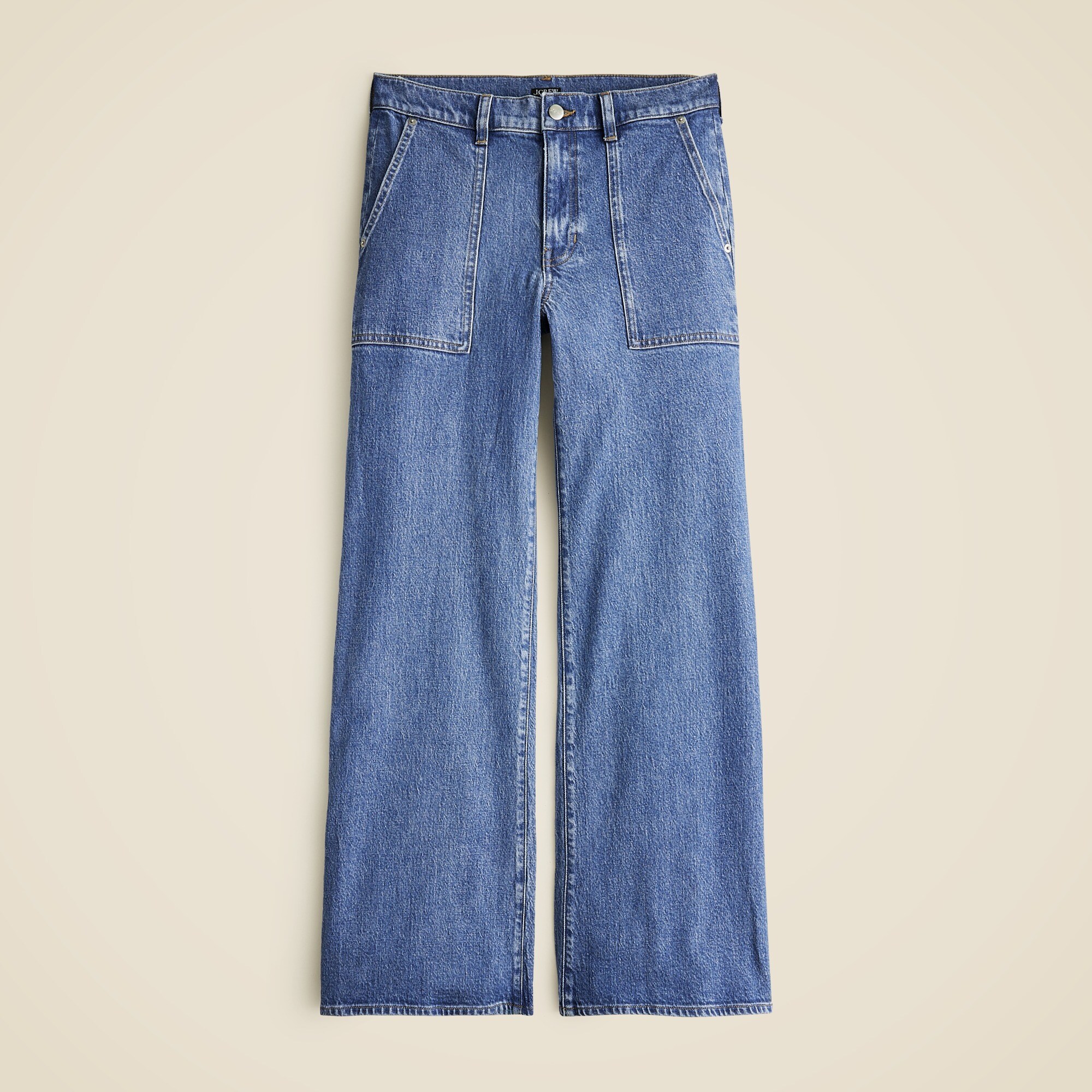 Camp-pocket wide-leg jean