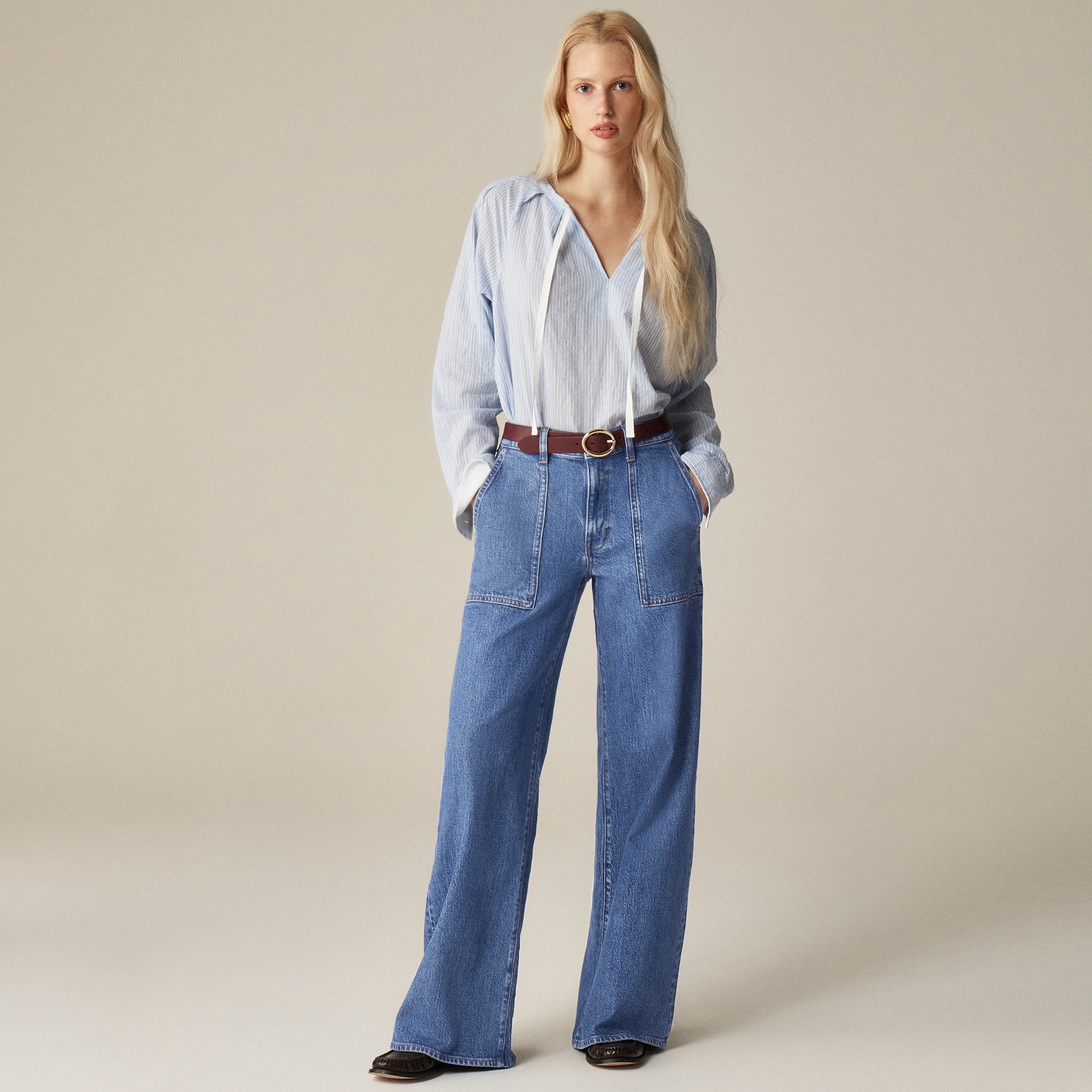 Wide-leg jean with camp pockets
