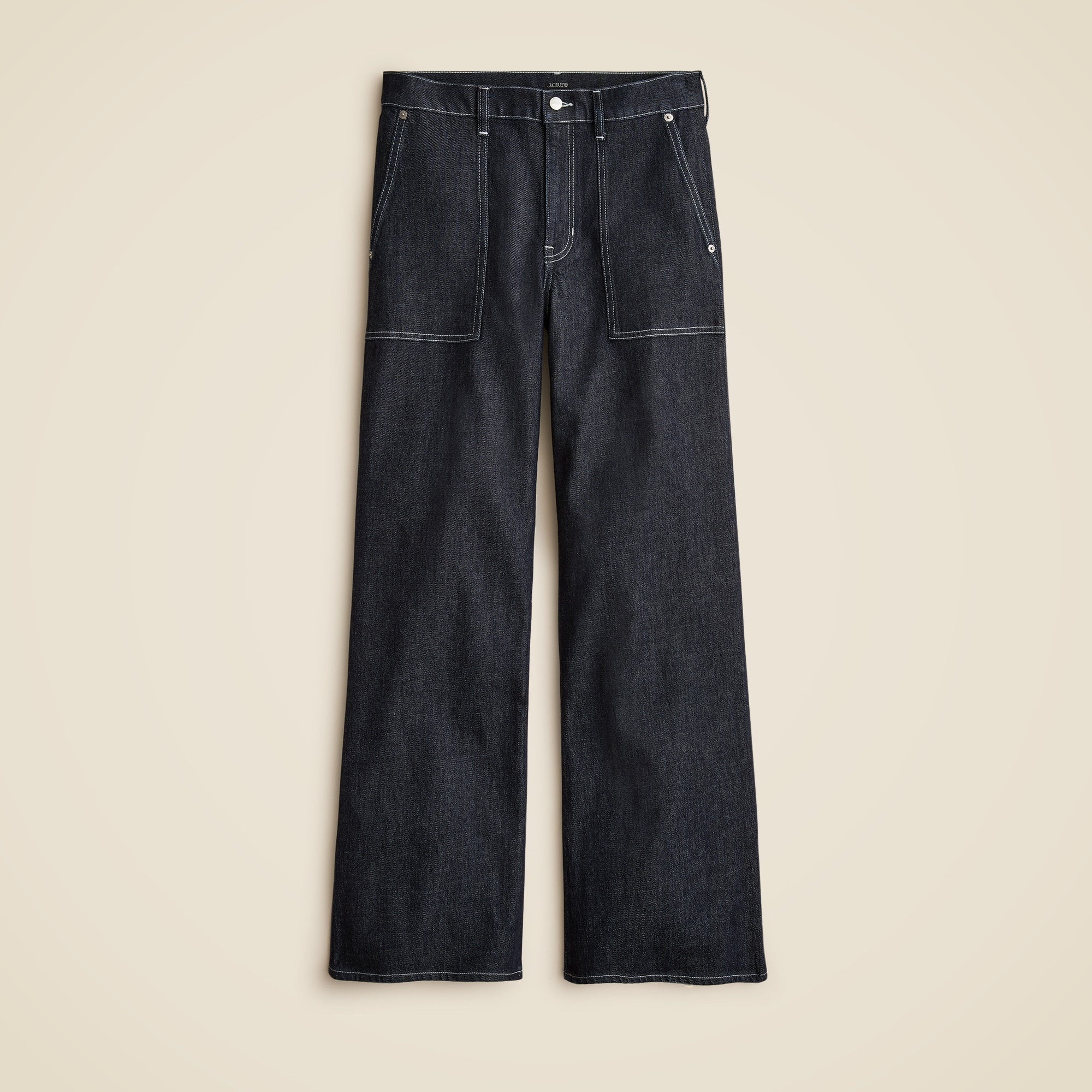 Camp-pocket wide-leg jean