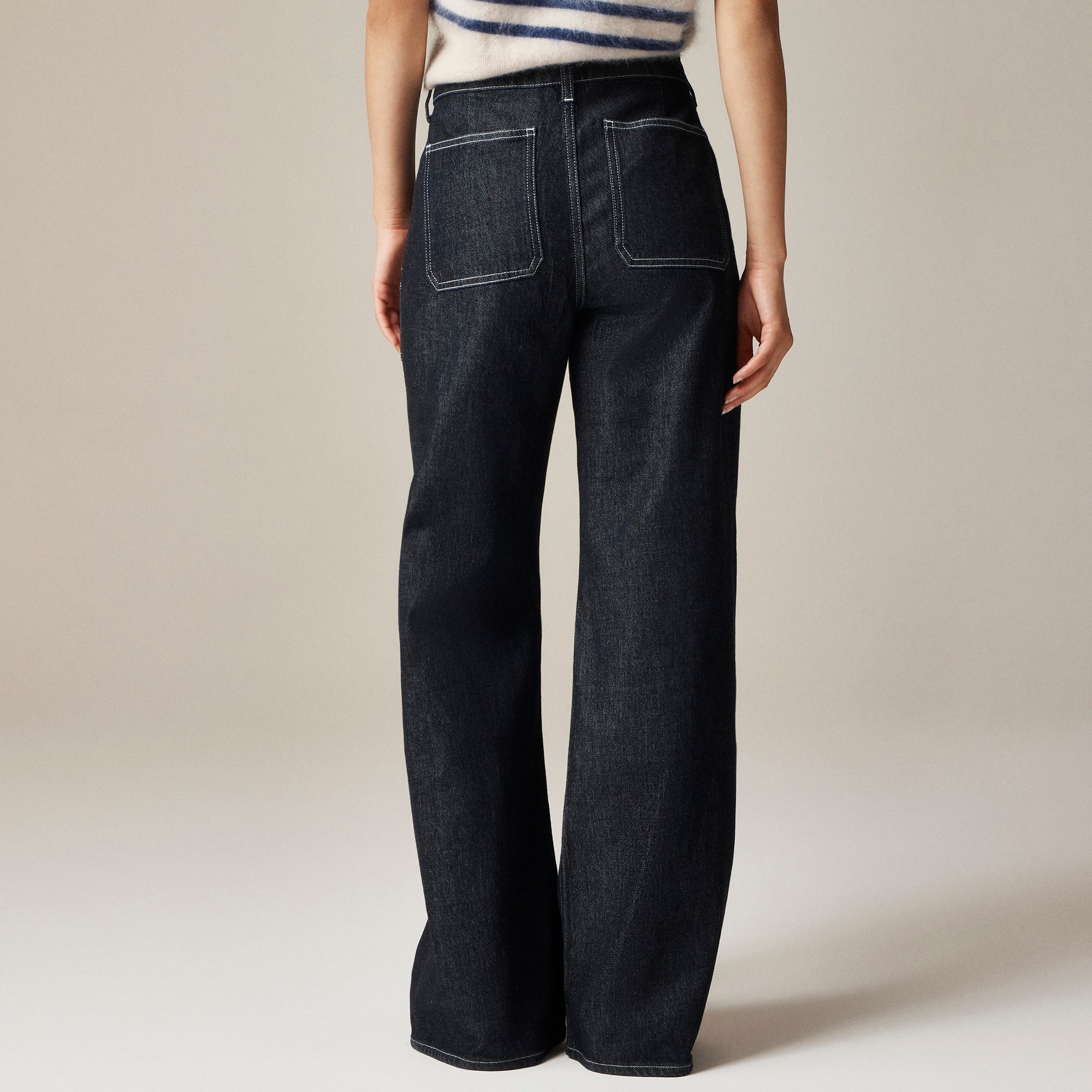 Camp-pocket wide-leg jean