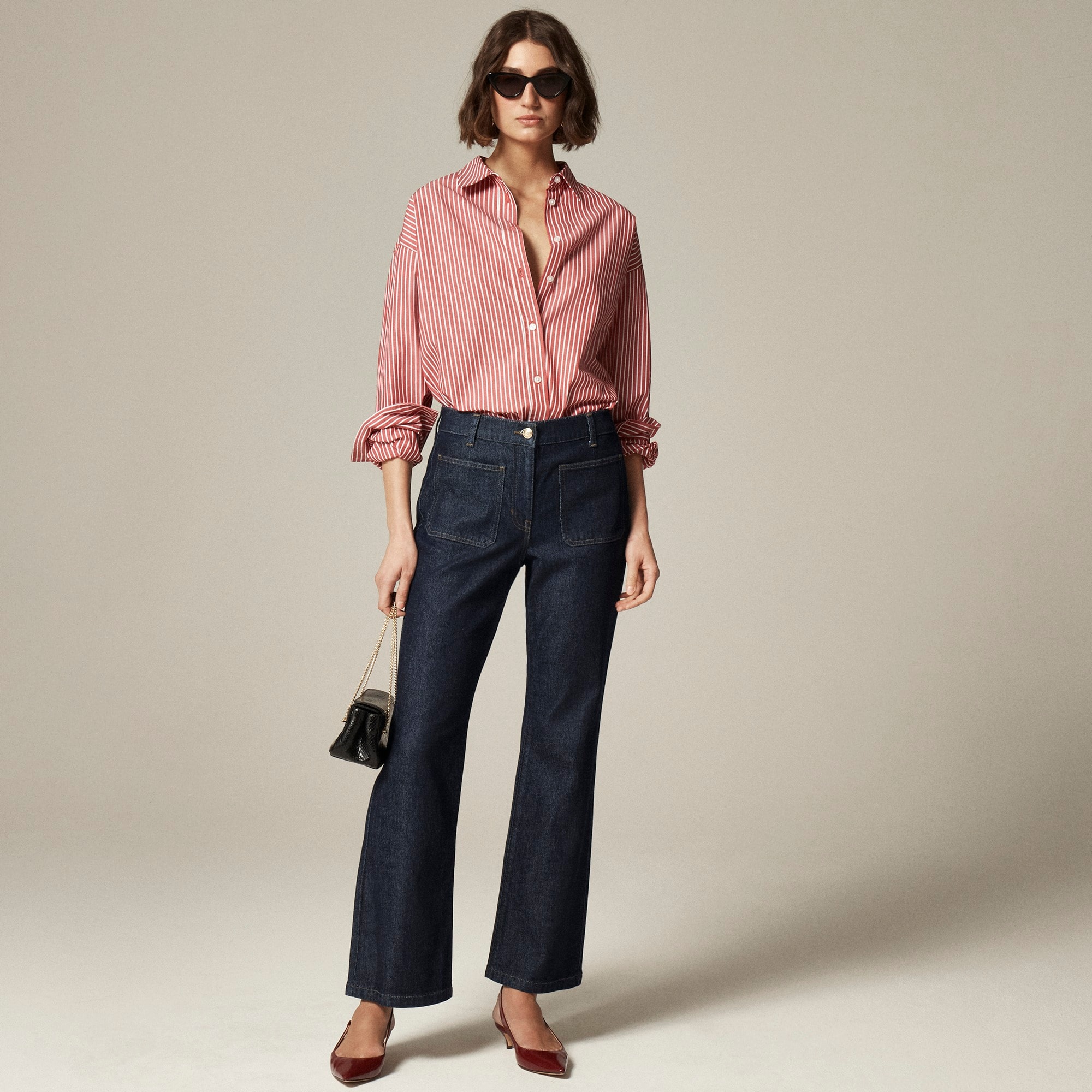 womens High-rise kickout jean with sailor pockets